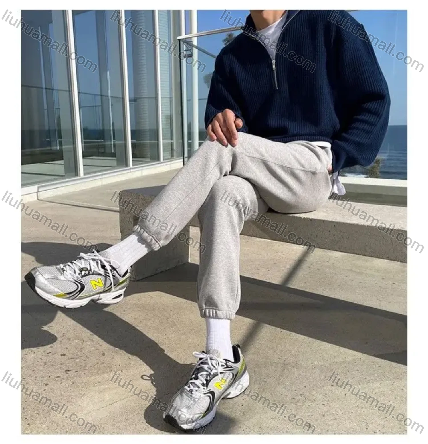 Wholesale Oscar factory casual men's knitted sweater with comfortable soft fabric and zippered stand-up collar - Liuhuamall