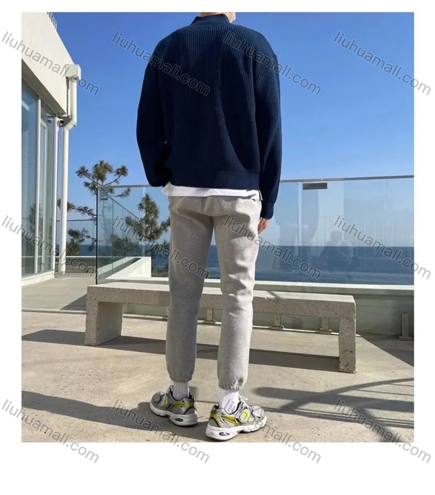Wholesale Oscar factory casual men's knitted sweater with comfortable soft fabric and zippered stand-up collar - Liuhuamall