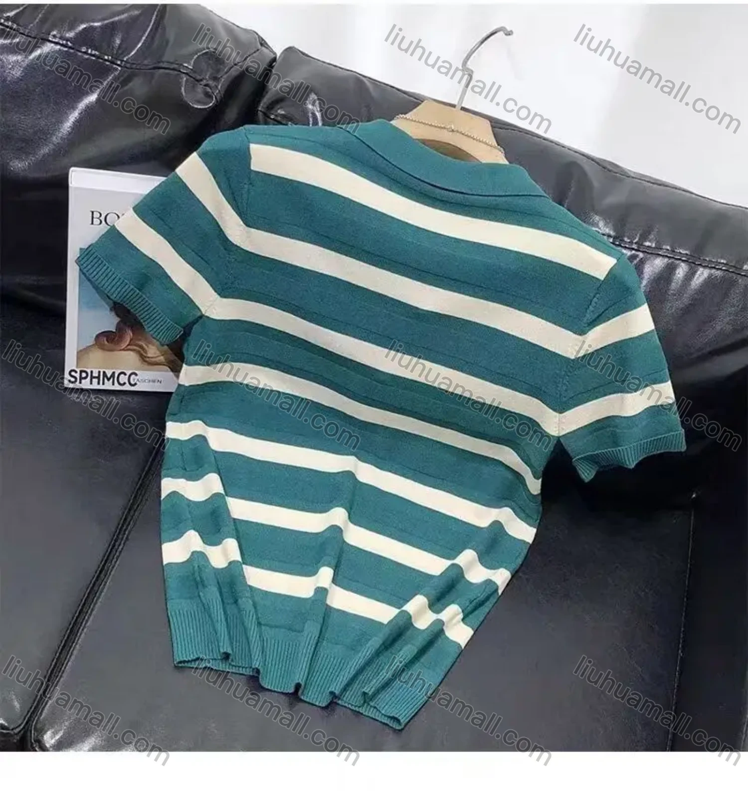 Wholesale Oscar factory casual men's knitted polo sweater, comfortable soft fabric, striped top, a must-choose for men - Liuhuamall