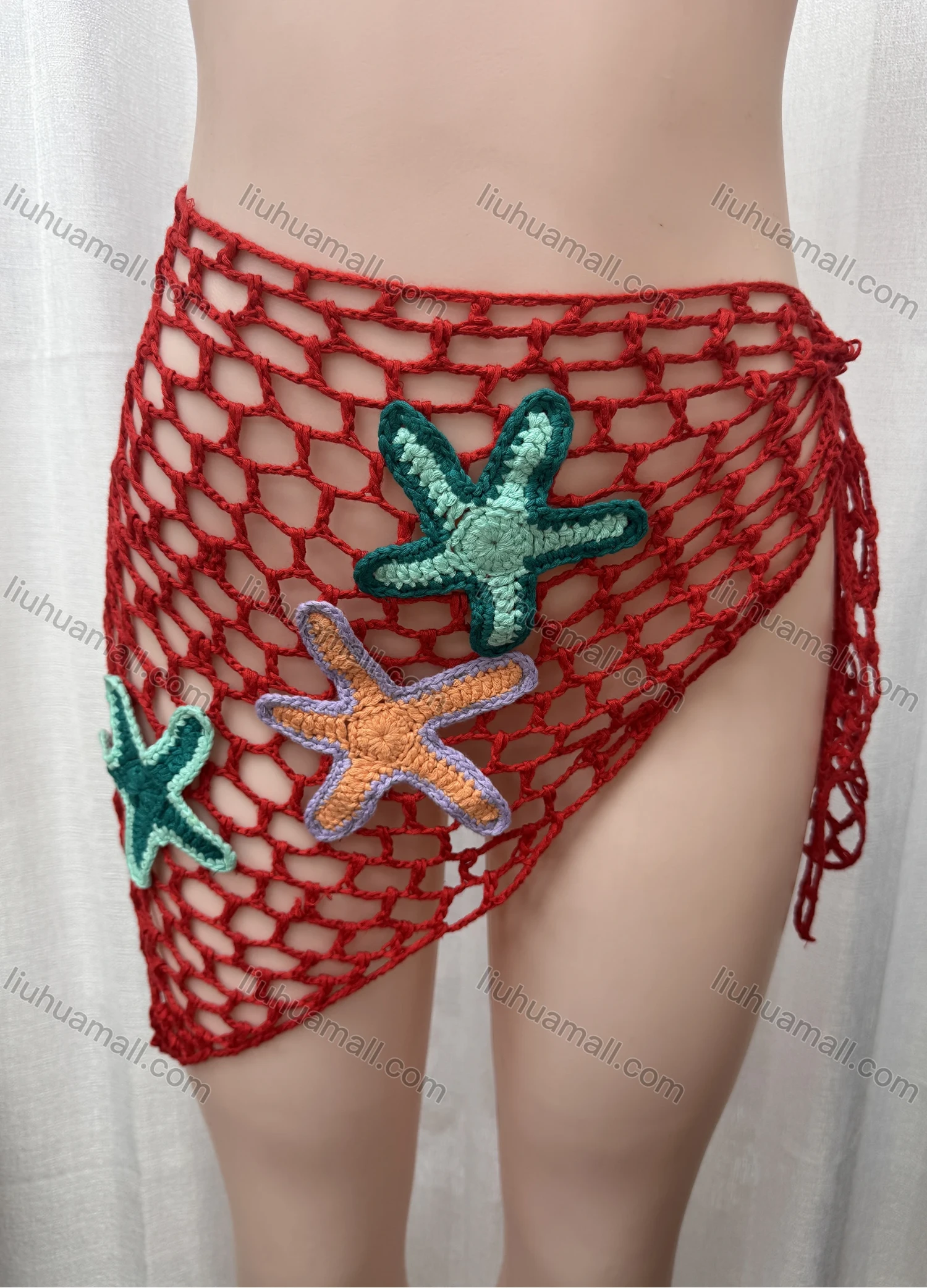Wholesale Women's Vacation Hollow Out Sarongs Drawstring 3D Starfish Coverup Skirt L053# - Liuhuamall
