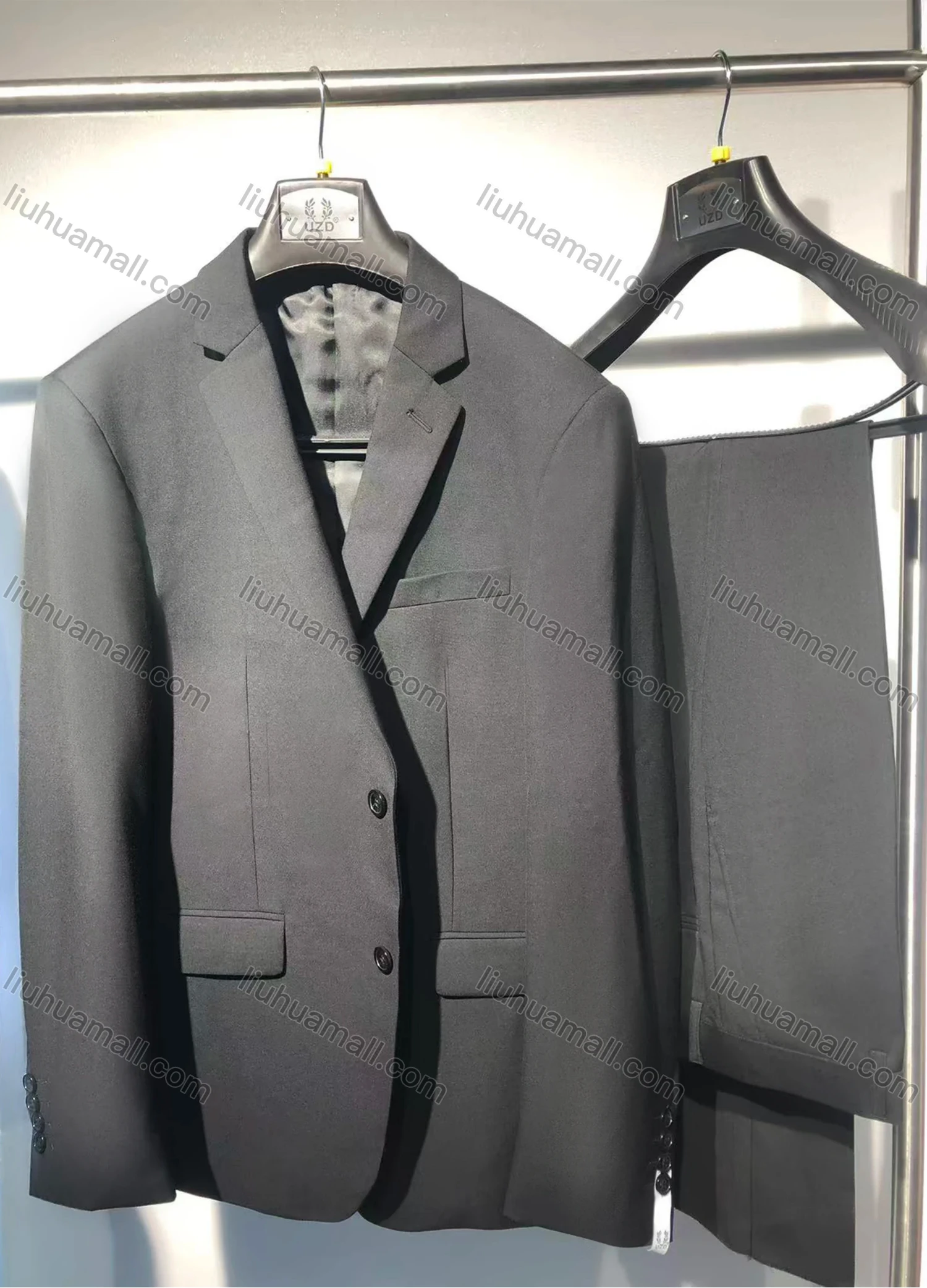 Wholesale Men's Formal Business Single Breasted 2 Piece Plain Suit Set #2168-BLACK - Liuhuamall