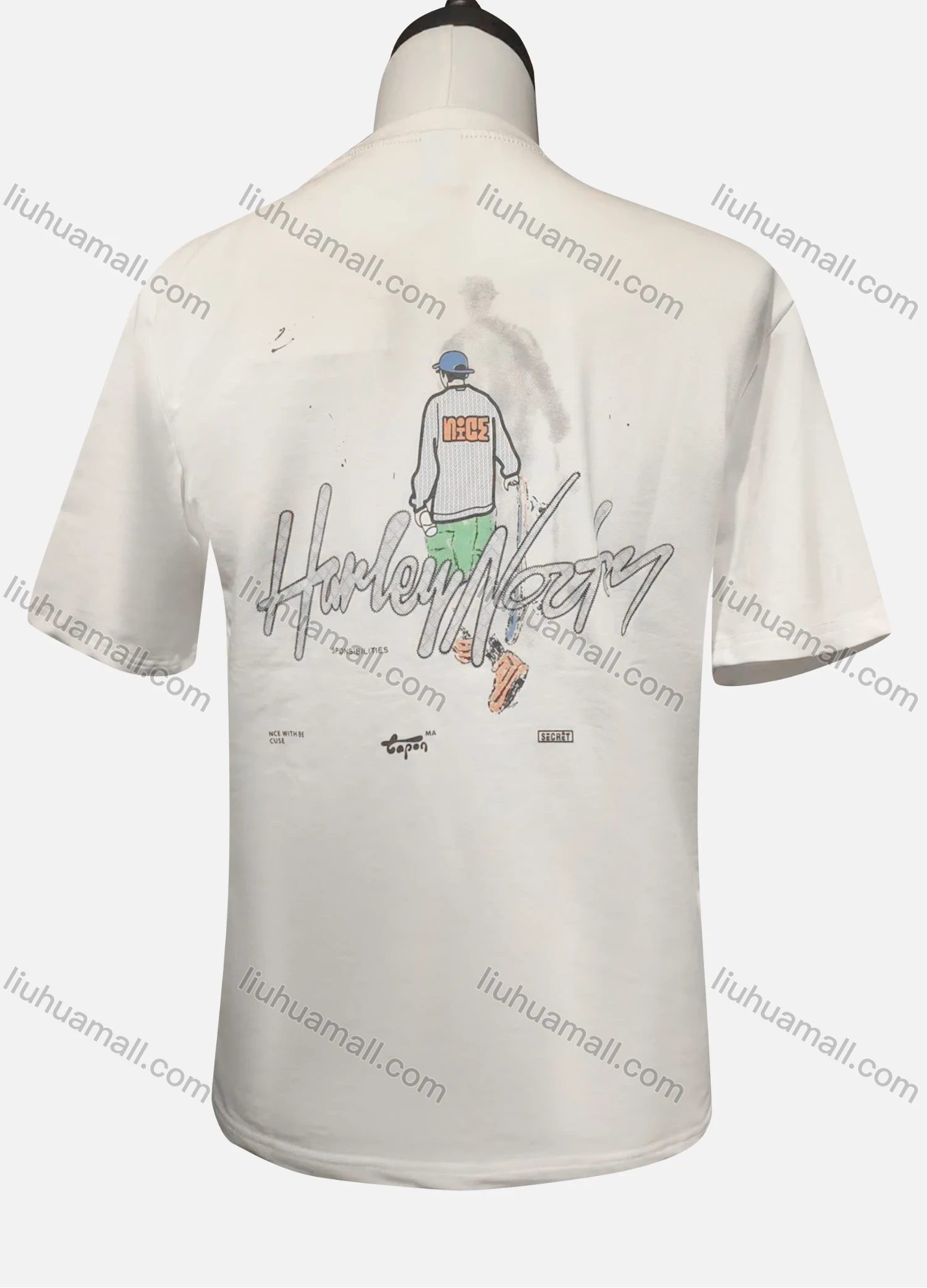 Wholesale Men's Figure Print Round Neck Short Sleeve Casual T-Shirt - Liuhuamall