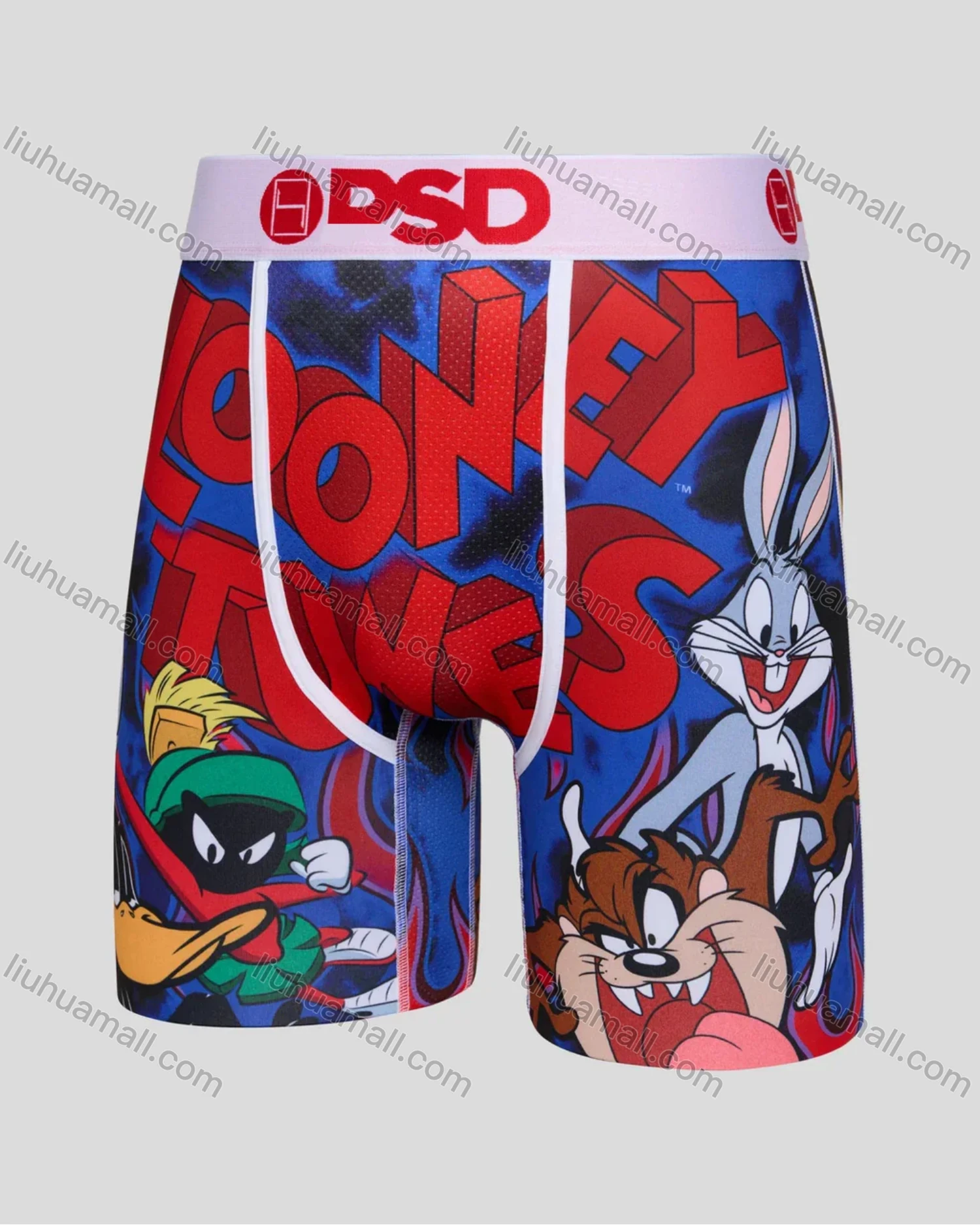 Wholesale Men's Looney Tunes Boxer Shorts Wholesale - Bugs Bunny Daffy Duck Print, Blue Cotton Stretch Comfort Fit - Liuhuamall
