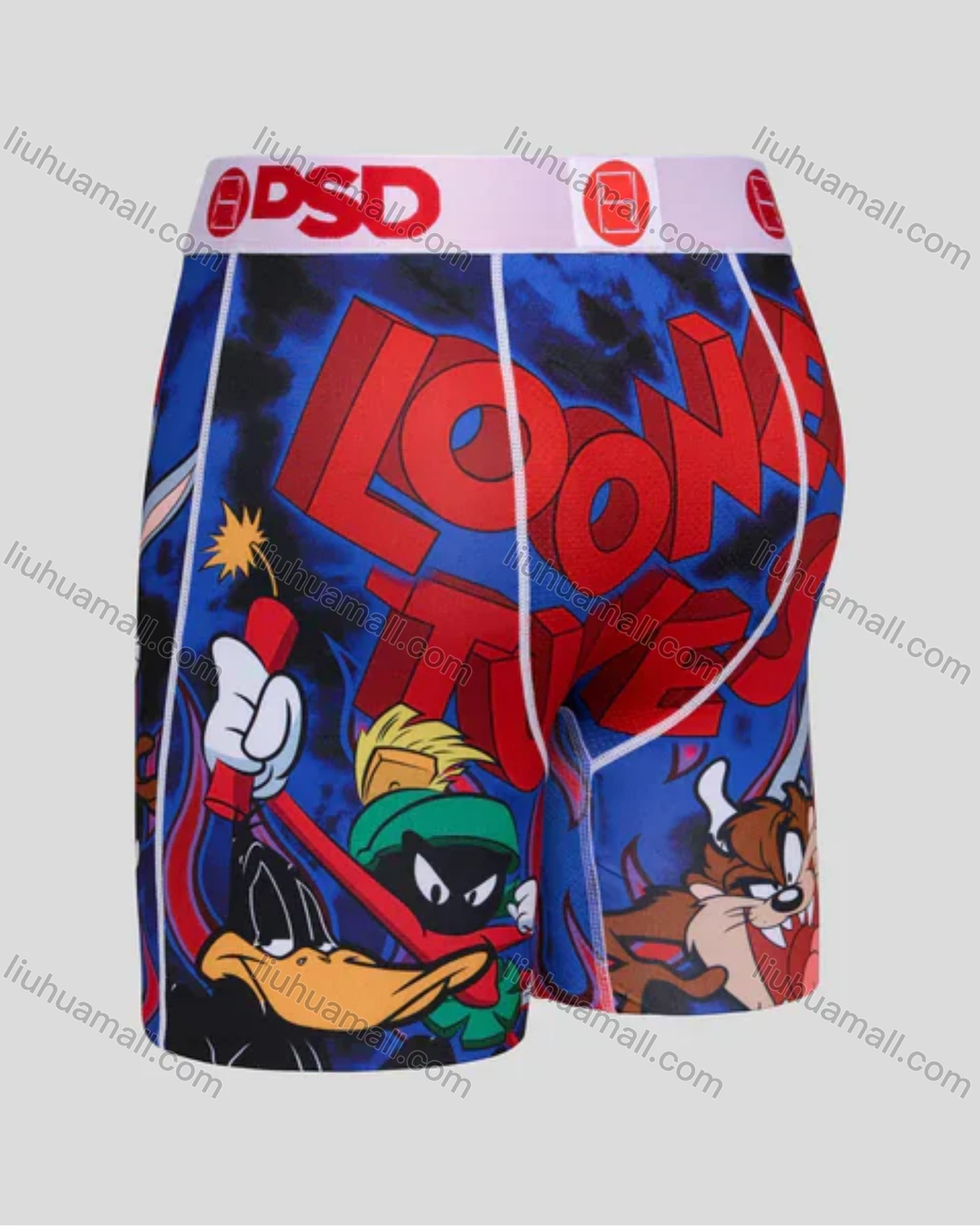 Wholesale Men's Looney Tunes Boxer Shorts Wholesale - Bugs Bunny Daffy Duck Print, Blue Cotton Stretch Comfort Fit - Liuhuamall