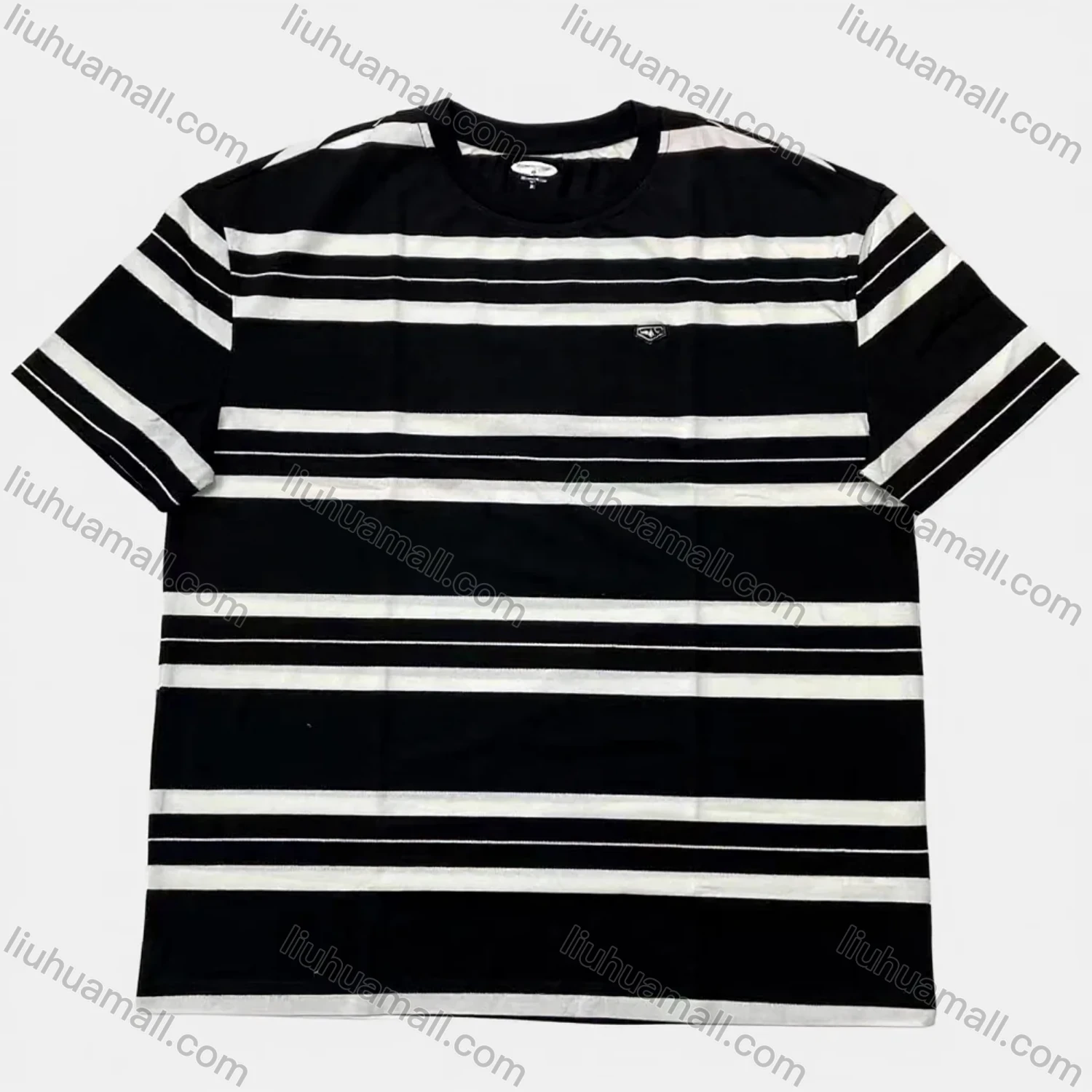 Wholesale Men's Black White Striped Tee Wholesale - Fashion Crewneck, Soft Cotton, Streetwear Style, Bulk Discount - Liuhuamall