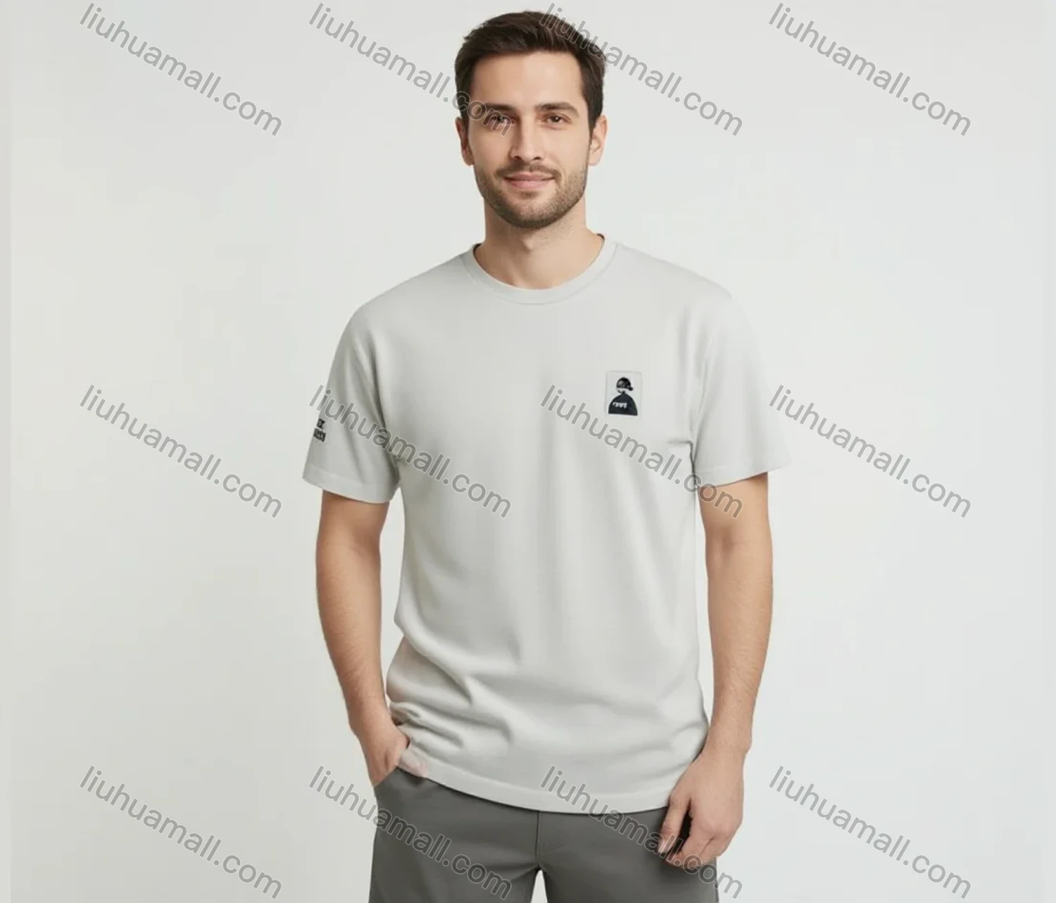 Wholesale Men's white T-Shirt Wholesale - Soft Cotton, Crew Neck, Chest Logo, Casual Fit, Bulk Order Discounts - Liuhuamall