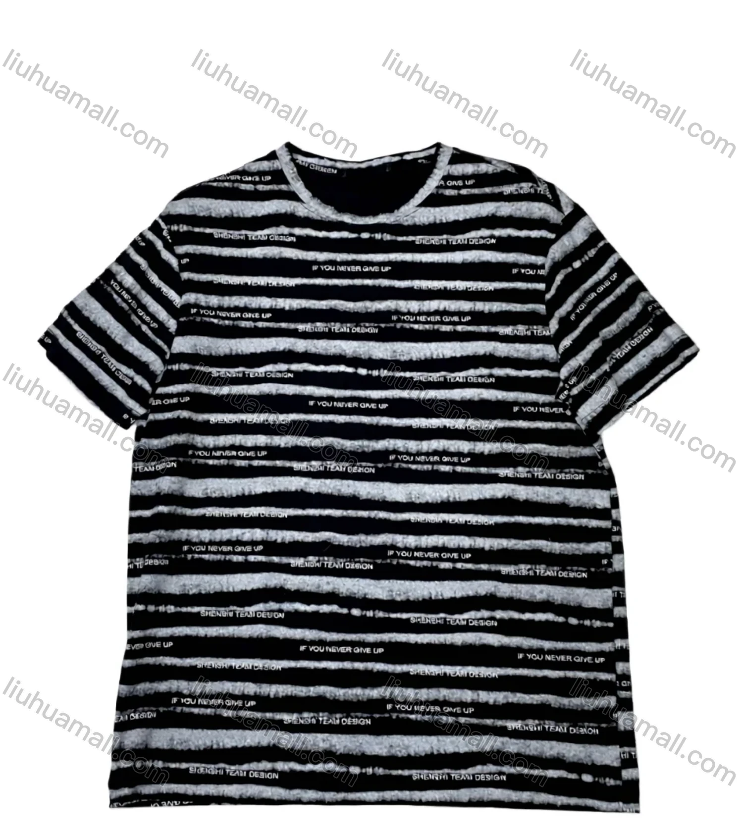 Wholesale Men's Striped T-Shirt - Soft Fabric, Subtle Text Design, Casual Comfort. Bulk Buy Now! - Liuhuamall