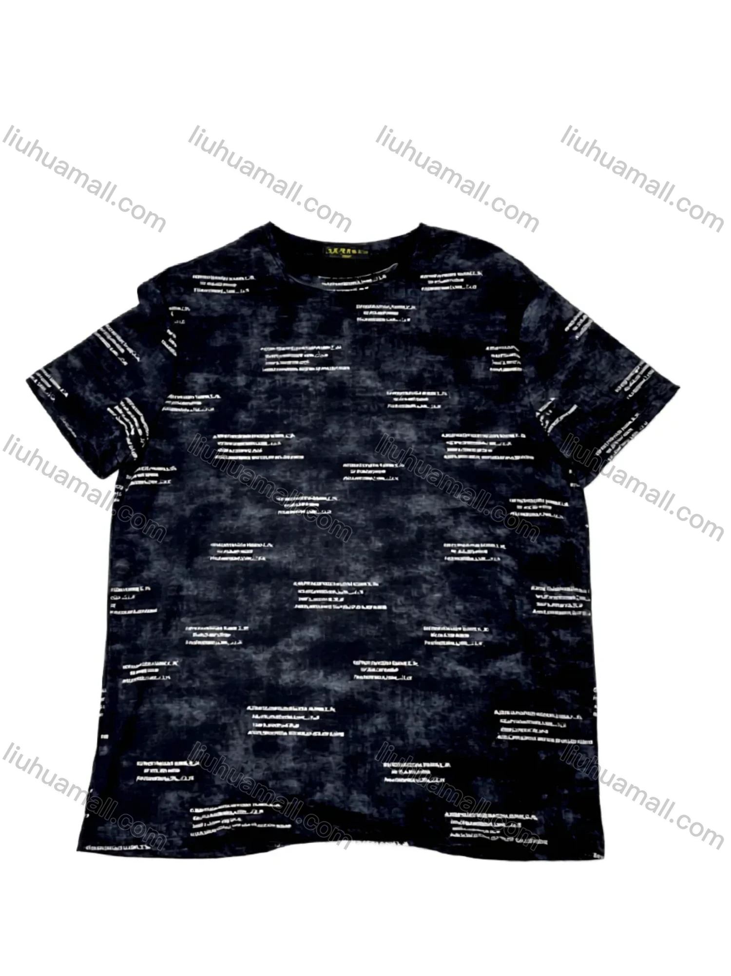 Wholesale men's Black tee - soft cotton, bold white text print, relaxed fit, breathable & comfy, ideal for bulk - Liuhuamall