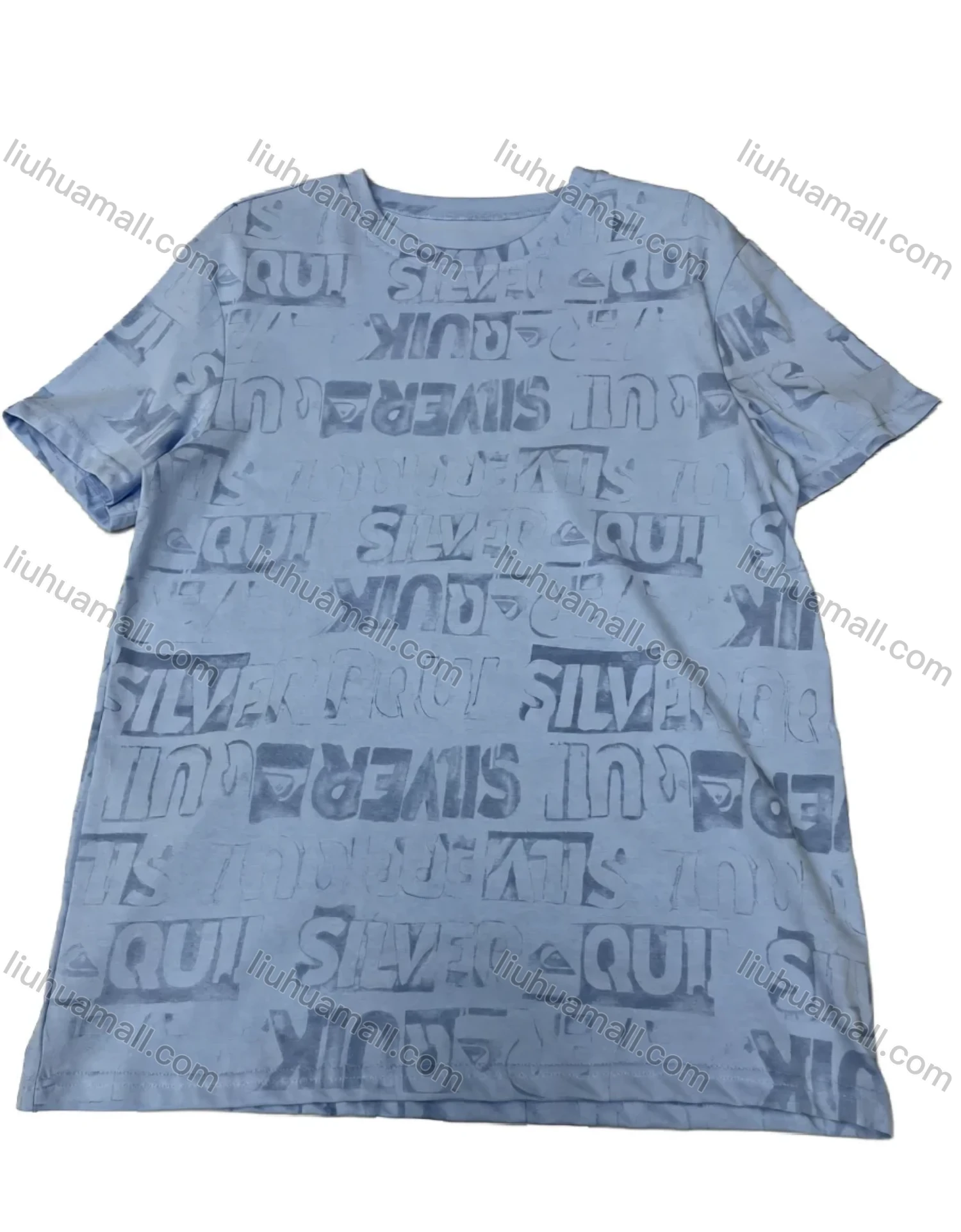 Wholesale Summer Short Sleeve Tee – White & Blue Graphic Tee, Loose Fit, Soft & Breathable for Men. - Liuhuamall