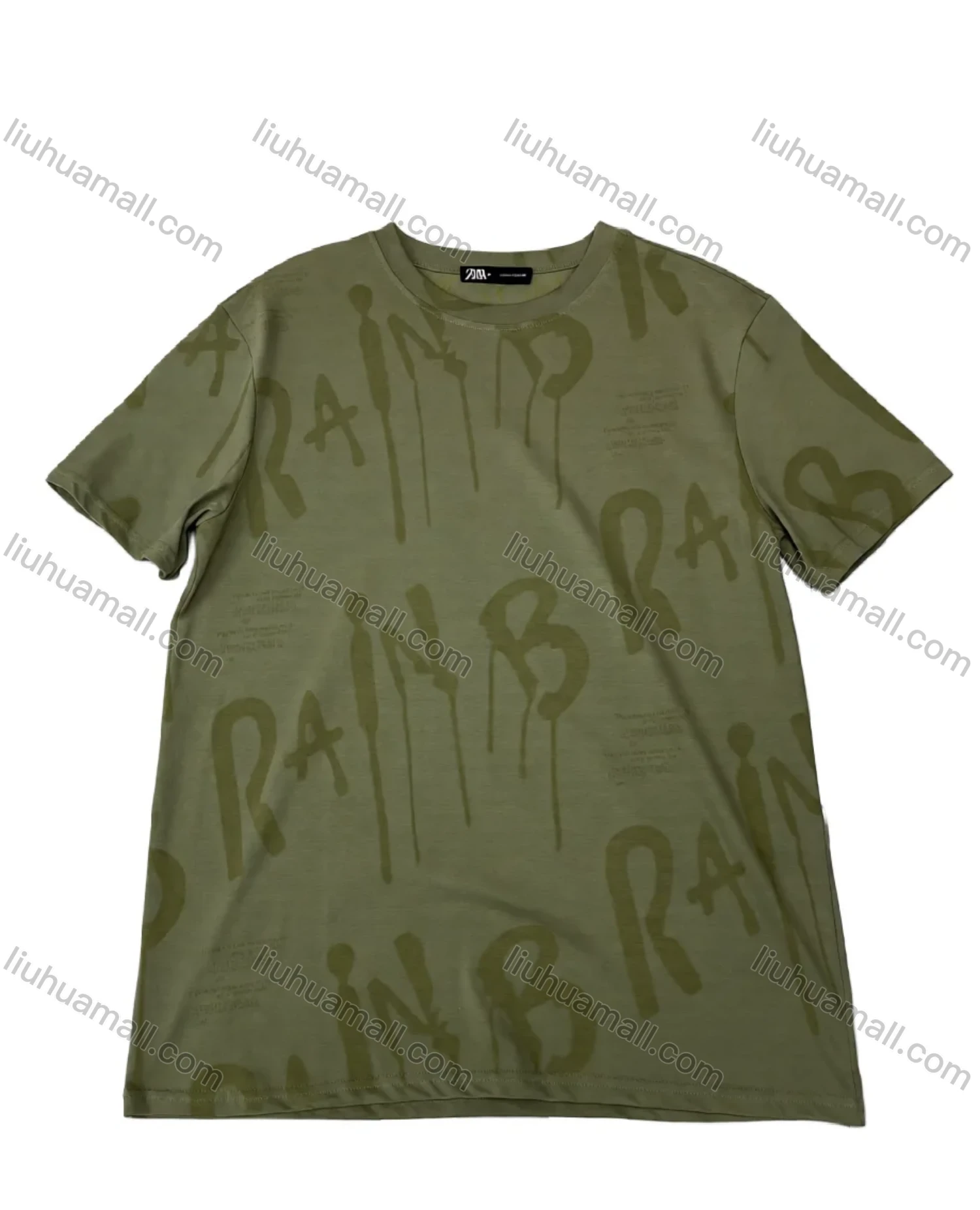 Wholesale Men's Olive Green Graphic Print Short Sleeve Tee - Loose, Breathable, Ideal for Casual Wear! - Liuhuamall