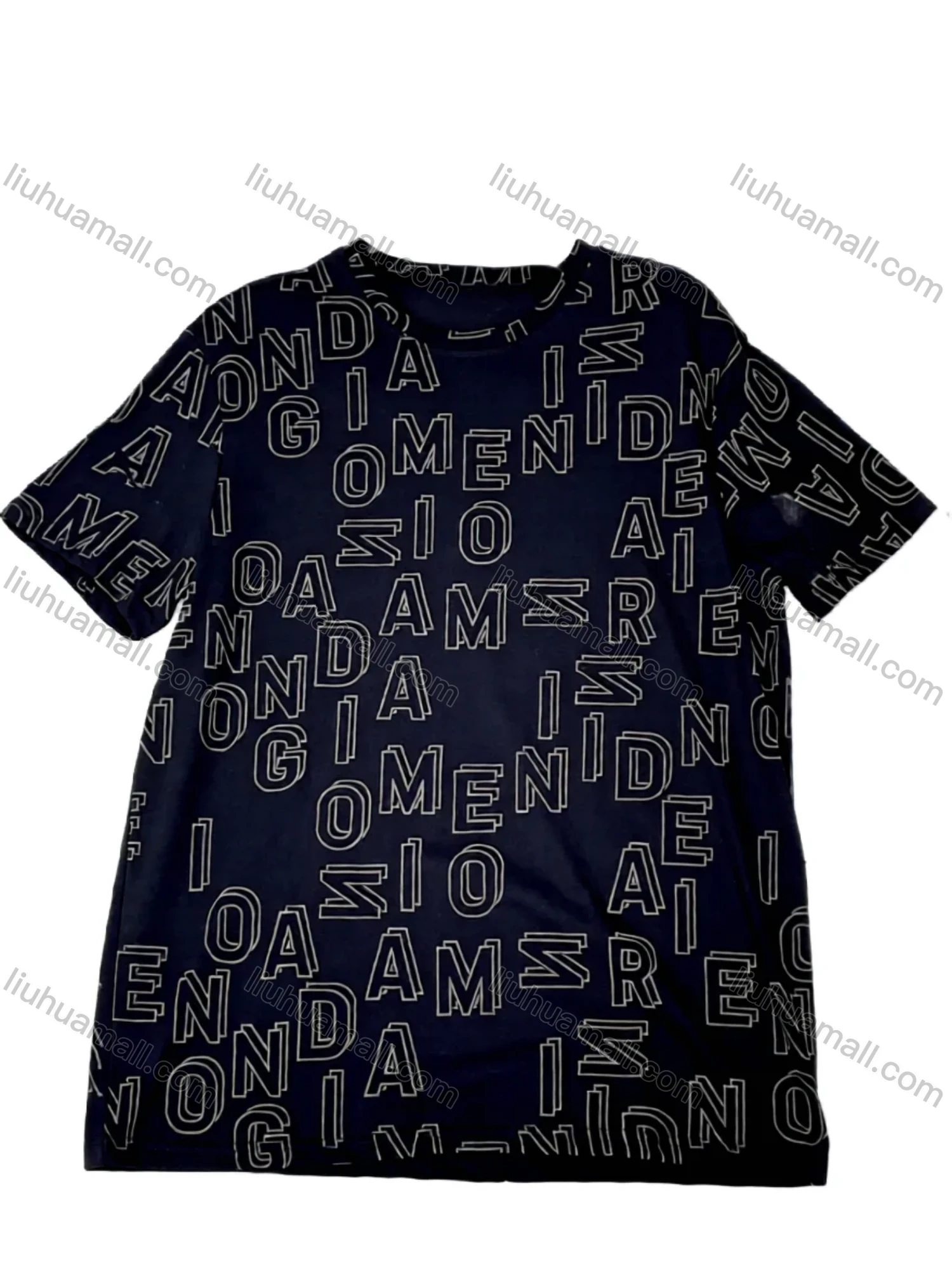 Wholesale Men's Black Tee w/ White Alphabet Print - Loose Fit, Lightweight & Breathable, Bulk Order Trendy - Liuhuamall