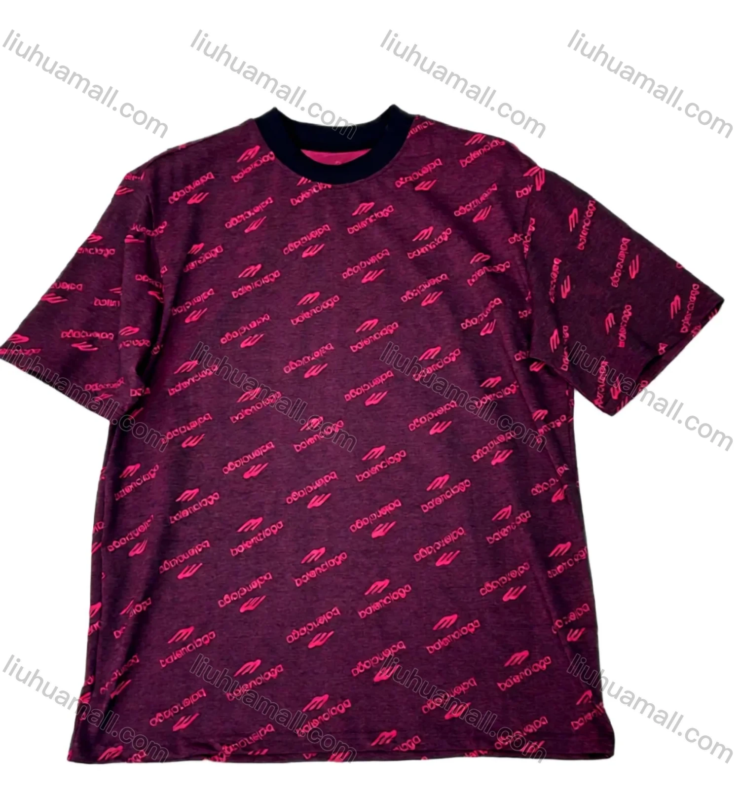 Wholesale Men's Burgundy Pink Alphabet Tee - Short Sleeve Crew Neck, Loose Fit, Lightweight & Breathable, Bulk Order! - Liuhuamall
