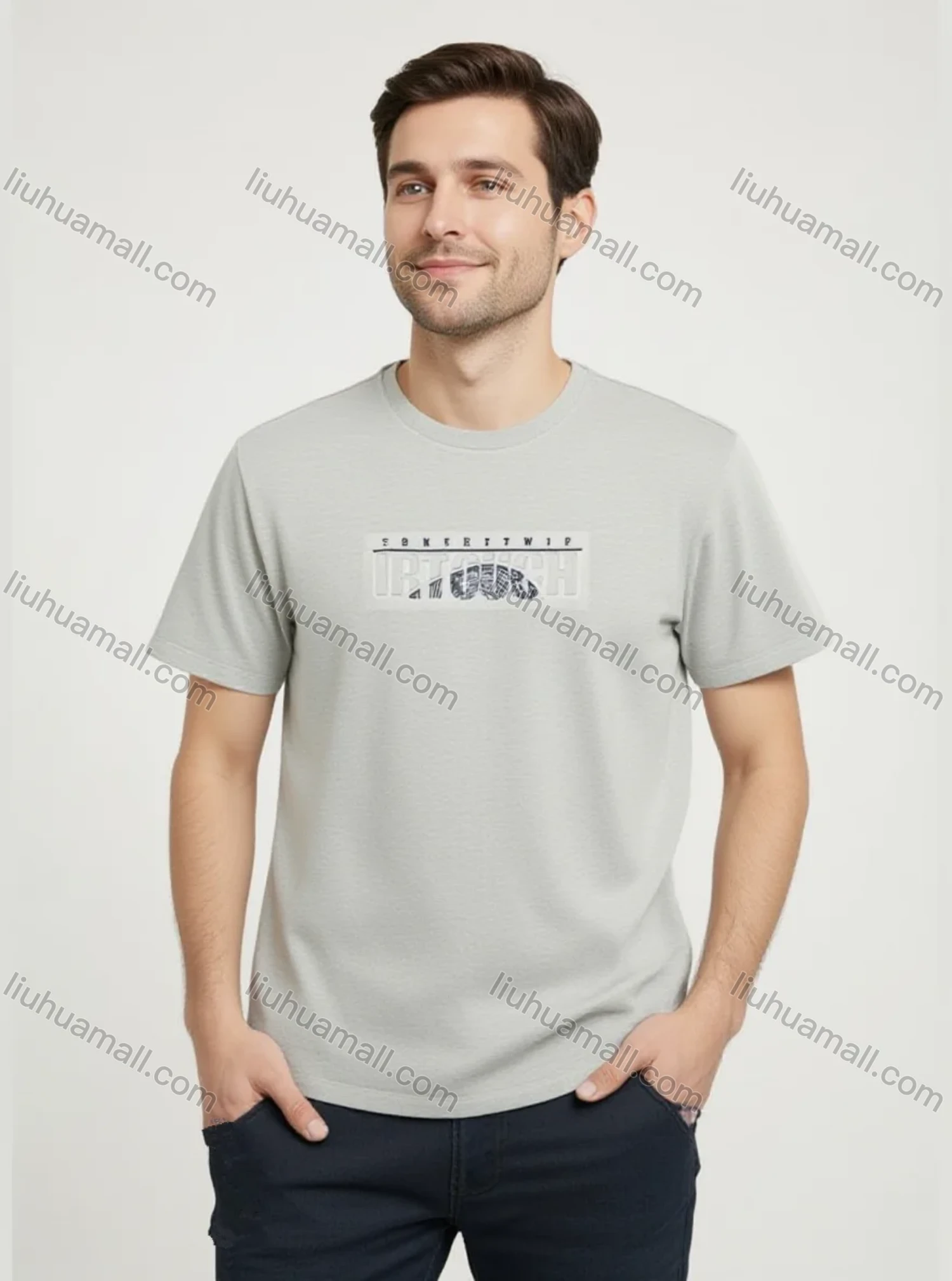 Wholesale Men's Crisp White Tee - SHNERVYTWIP TT Print, Minimalist Modern Street Style Bulk Deals! - Liuhuamall