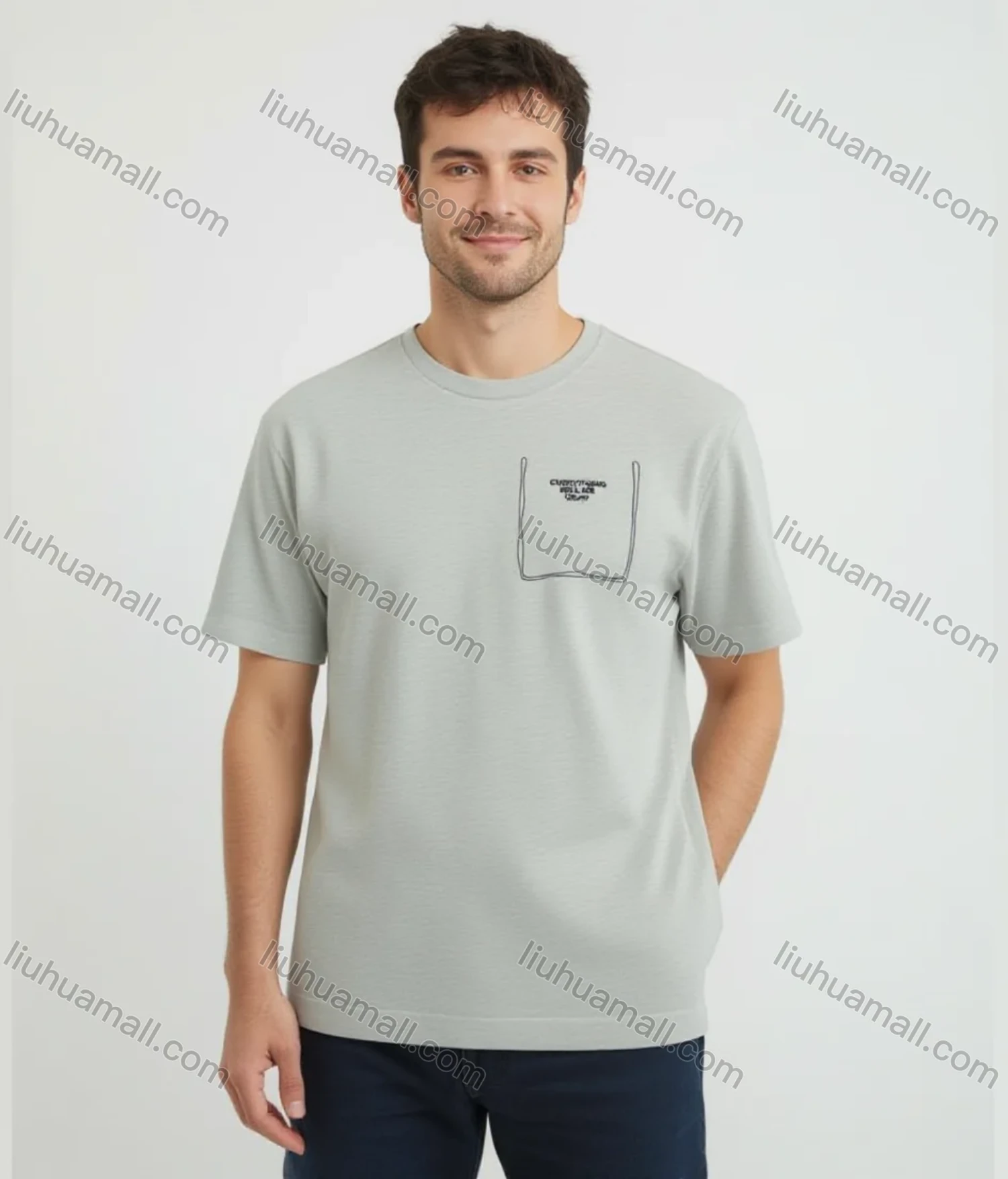 Wholesale Men's Tee - 'EVERYTHING OKAY' Pocket Design, Minimalist Casual Bulk Deals! - Liuhuamall