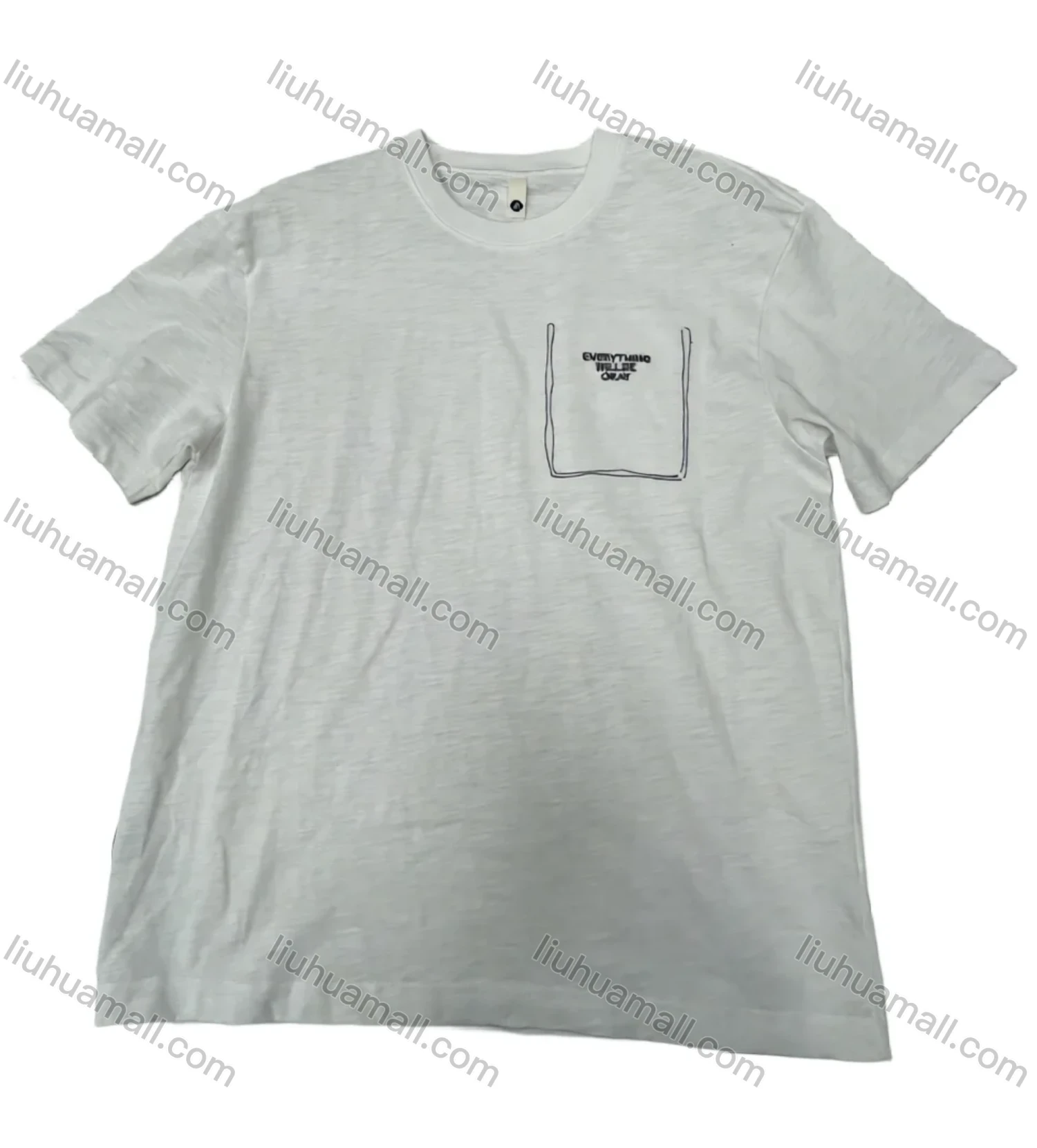 Wholesale Men's Tee - 'EVERYTHING OKAY' Pocket Design, Minimalist Casual Bulk Deals! - Liuhuamall