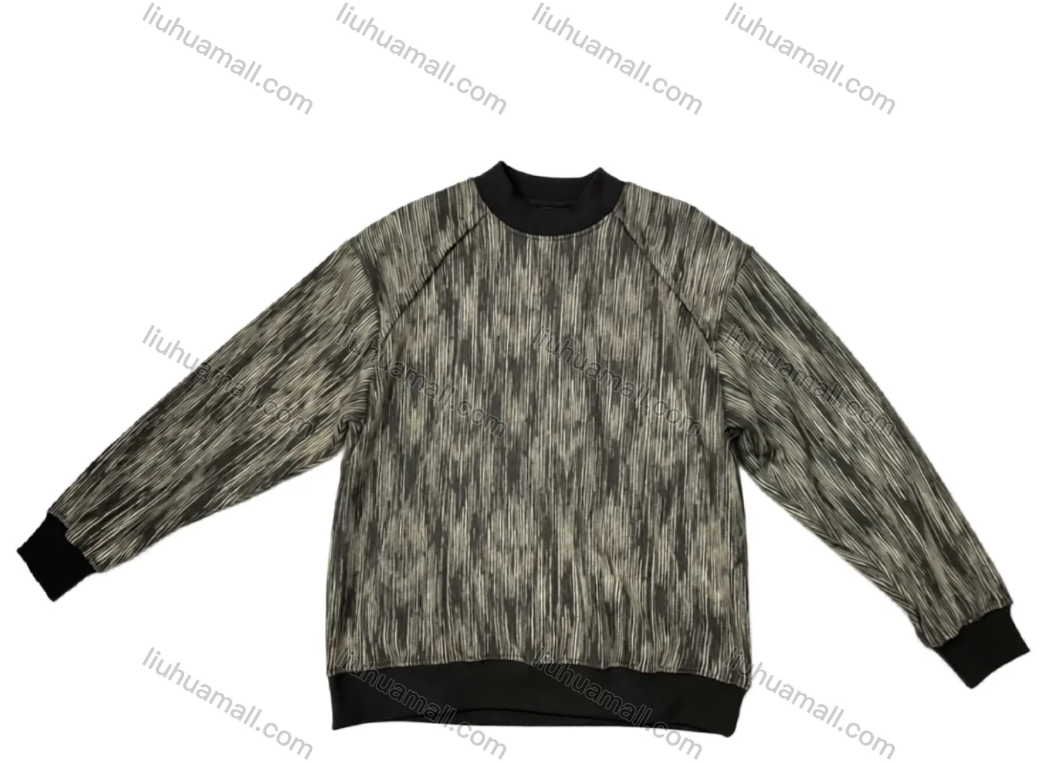 Wholesale Men's Dark Gray & Beige Long - Sleeve Sweatshirt – Vertical Stripes, Soft Fabric Bulk Order - Liuhuamall