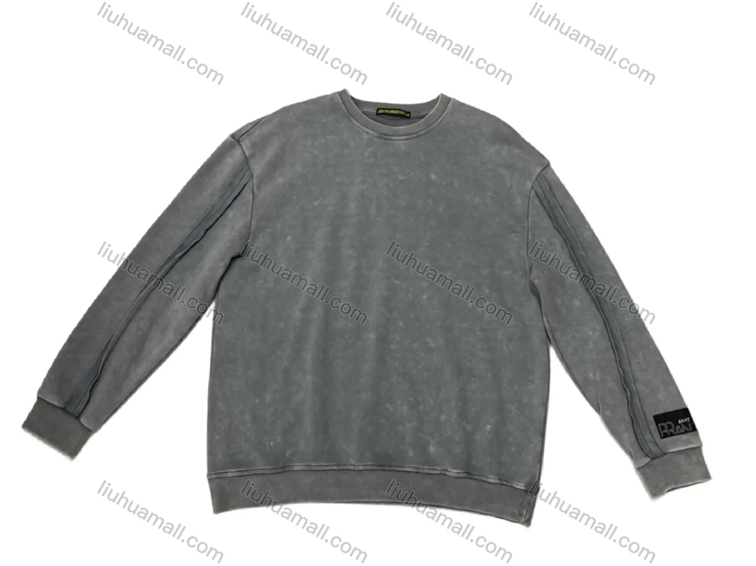 Wholesale Men's Gray Long - Sleeve Sweatshirt – Minimalist Sleeve Label, Clean Background Bulk Order - Liuhuamall