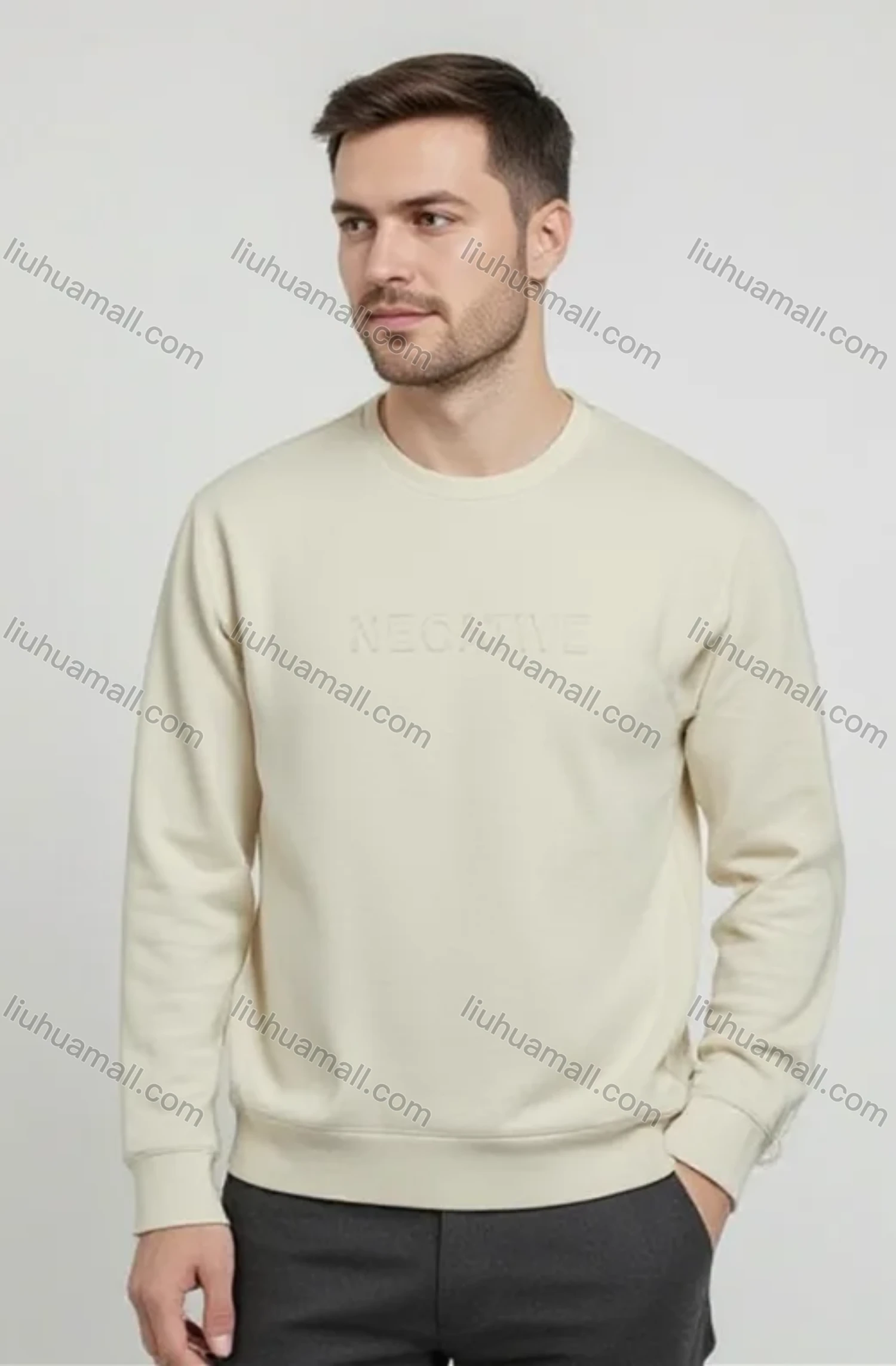 Wholesale Off - White Long Sleeve Crewneck Sweatshirt - NEGATIVE Graphic Minimalist Streetwear Top Bulk Order - Liuhuamall