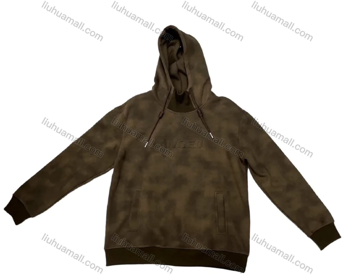Wholesale Brown Long Sleeve Hoodie w/ Abstract Art Print & Drawstring Hood. Minimalist Streetwear - Liuhuamall