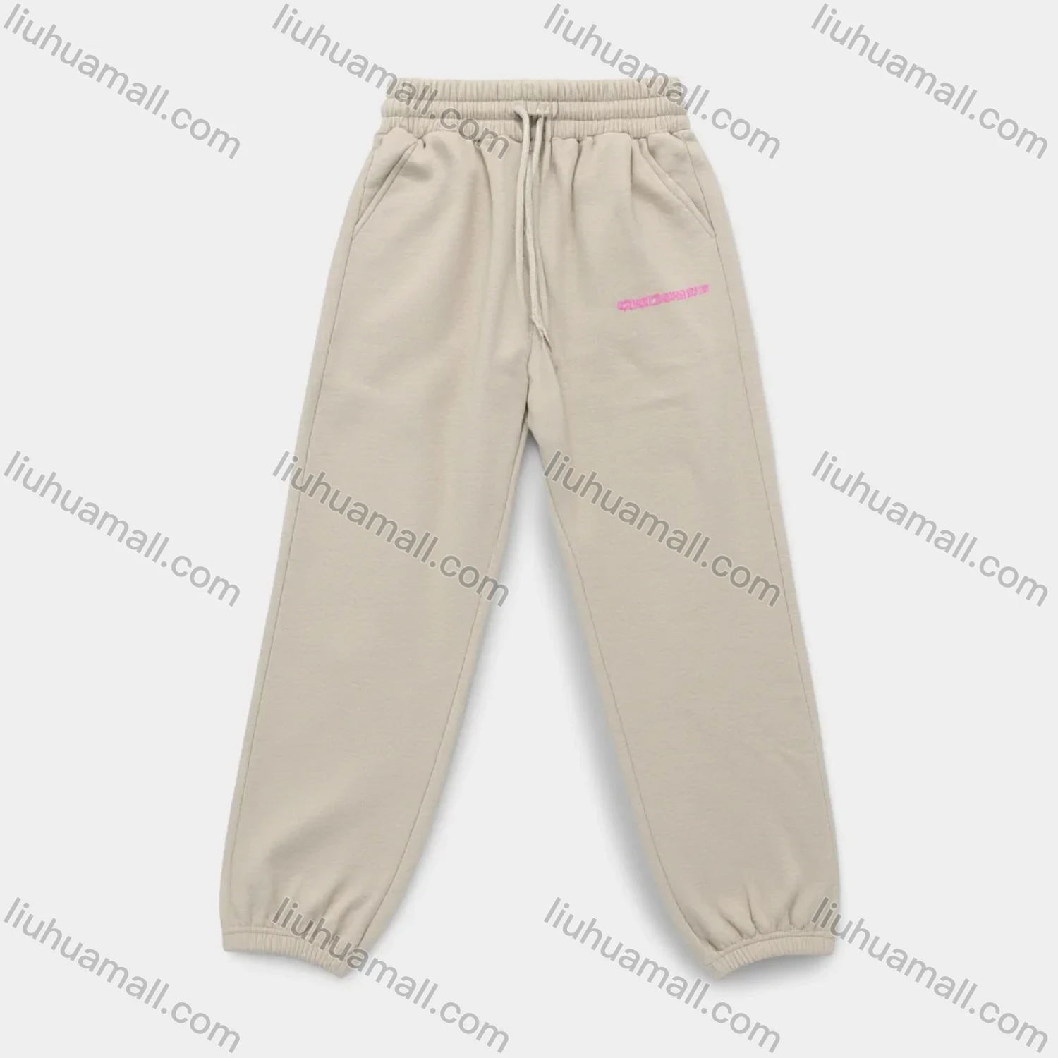 Wholesale Women's Beige Cardigan Suit w/ Striped Pants - Minimalist Pink Accents for Casual Athleisure - Liuhuamall