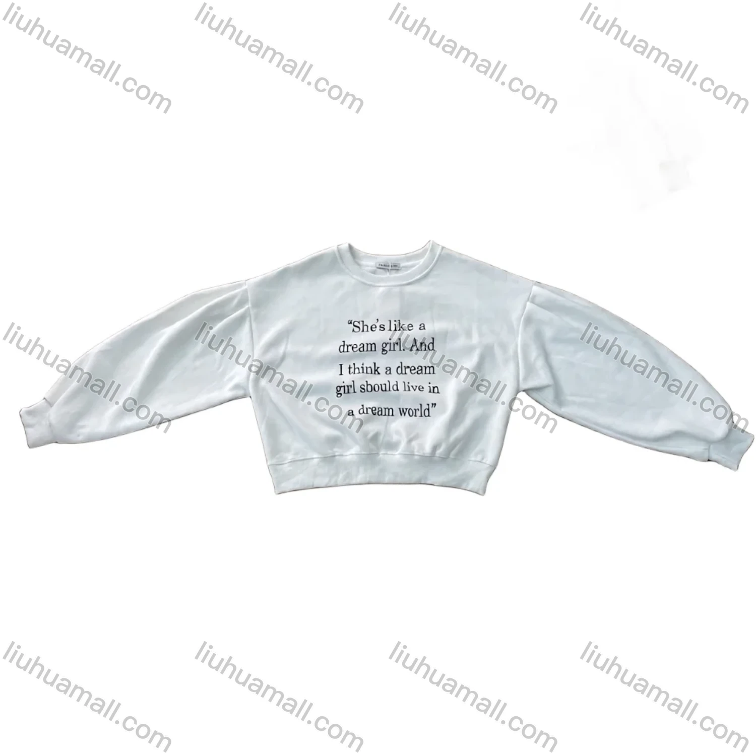 Wholesale Women's White Long Sleeve Sweatshirt w/ Black Graphic Quote - Bulk Order Discount - Liuhuamall