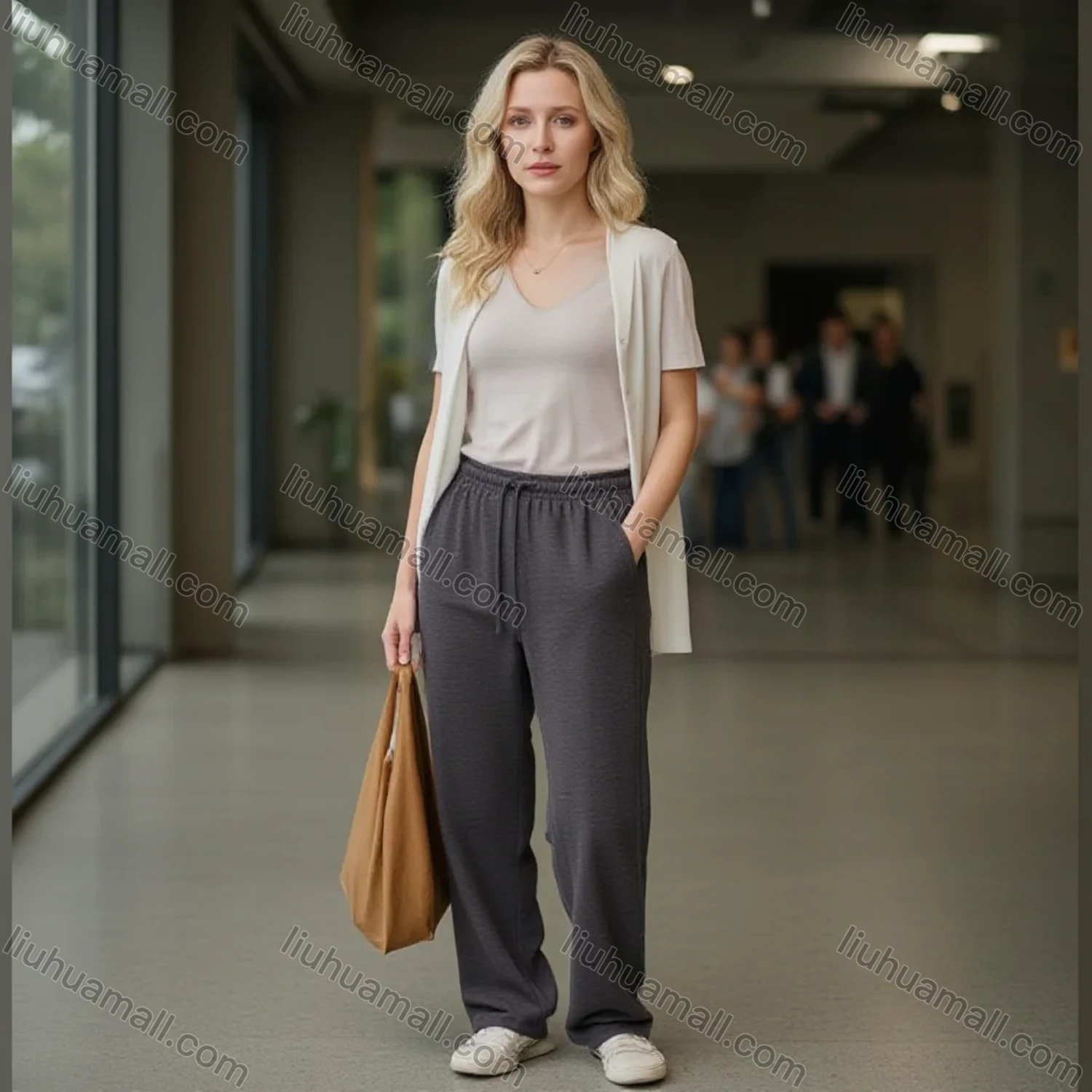 Wholesale Women's Casual Drawstring Wide - Leg Long Pants, Soft Fabric, Minimalist Style, Ideal for Daily & Office Wear - Liuhuamall