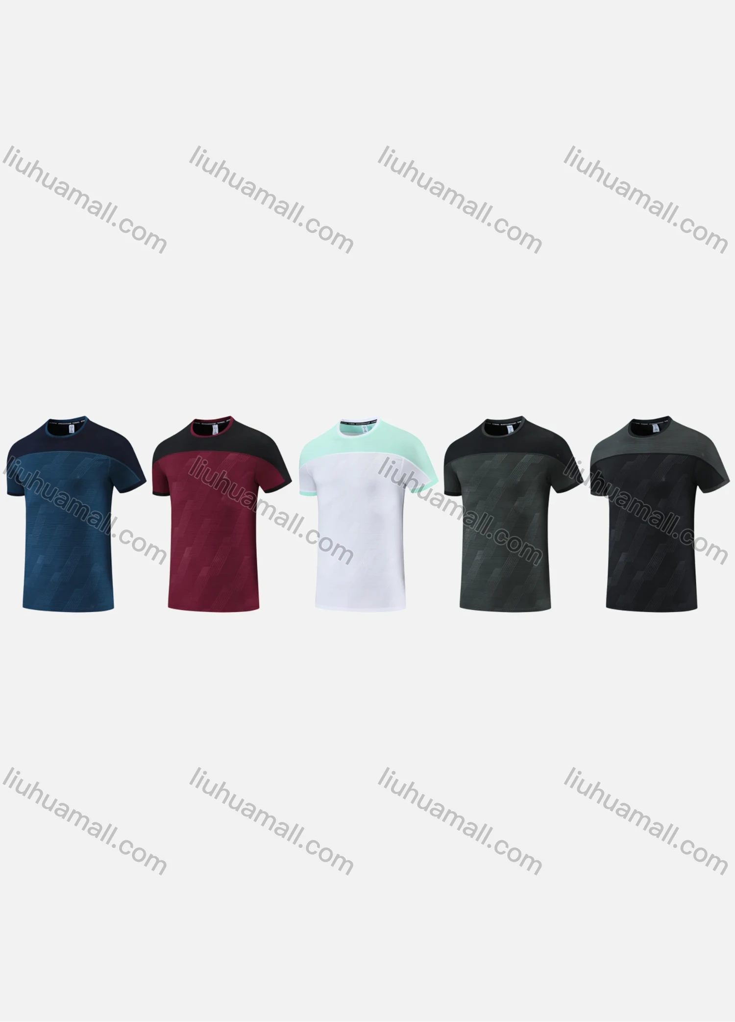 Wholesale Men's Sporty Round Neck Short Sleeve Quick Dry High Stretch Colorblock Sport T-shirt 2817# - Liuhuamall