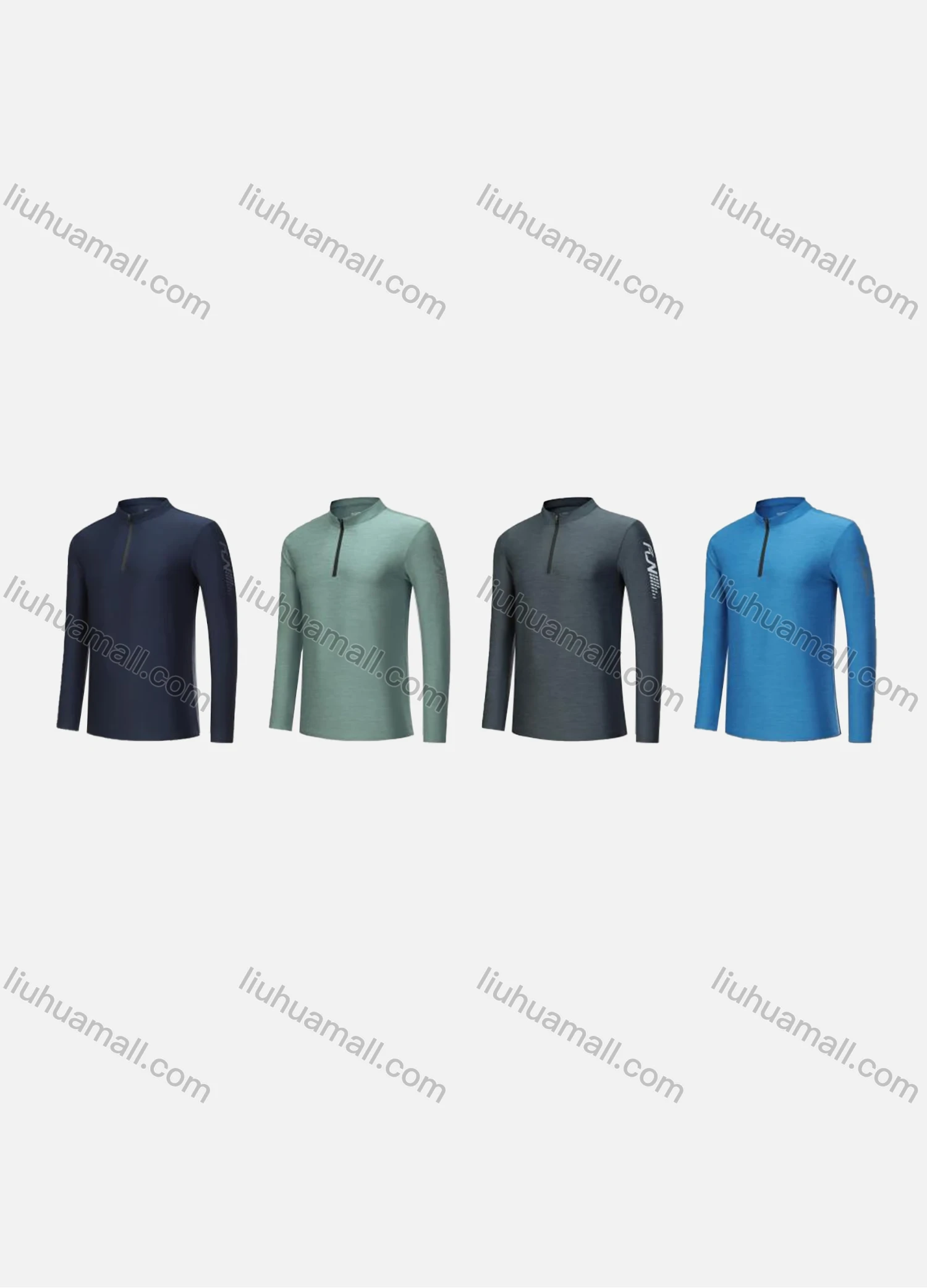 Wholesale Men's Sporty Mock Neck Quarter Zip Plain Long Sleeve Quick Dry High Stretch Sport T-shirt CXM21706# - Liuhuamall