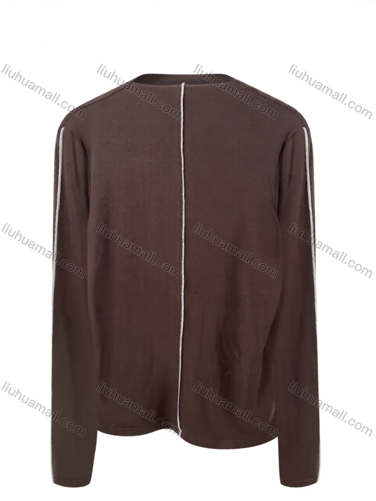 Wholesale Women's Casual Long Sleeve Top - White Vertical Stripes, Button Collar - Bulk Orders - Liuhuamall