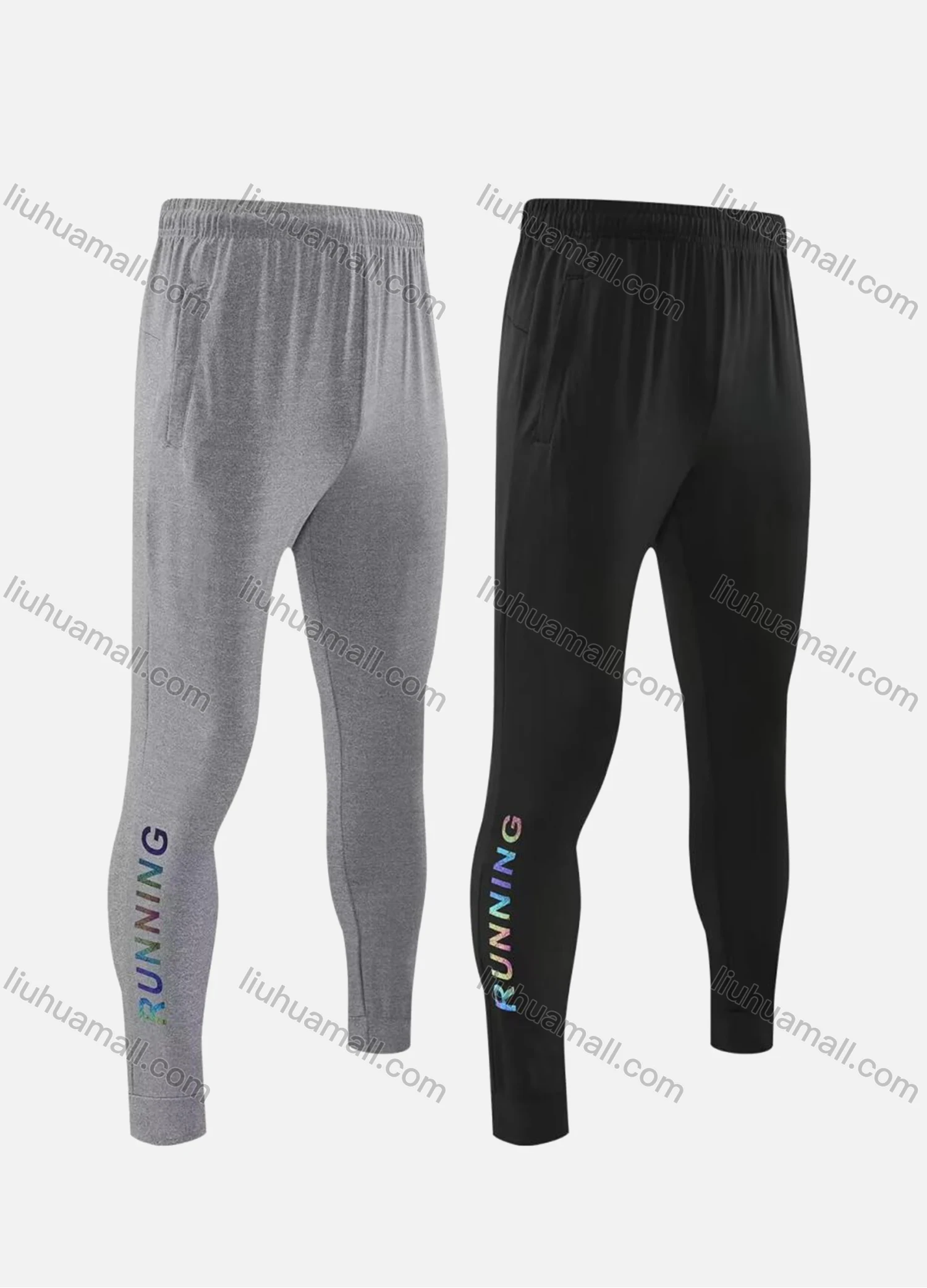 Wholesale Men's Sporty Breathable Elastic Waist Drawstring Slim Fit Sport Skinny Pants MK24504# - Liuhuamall
