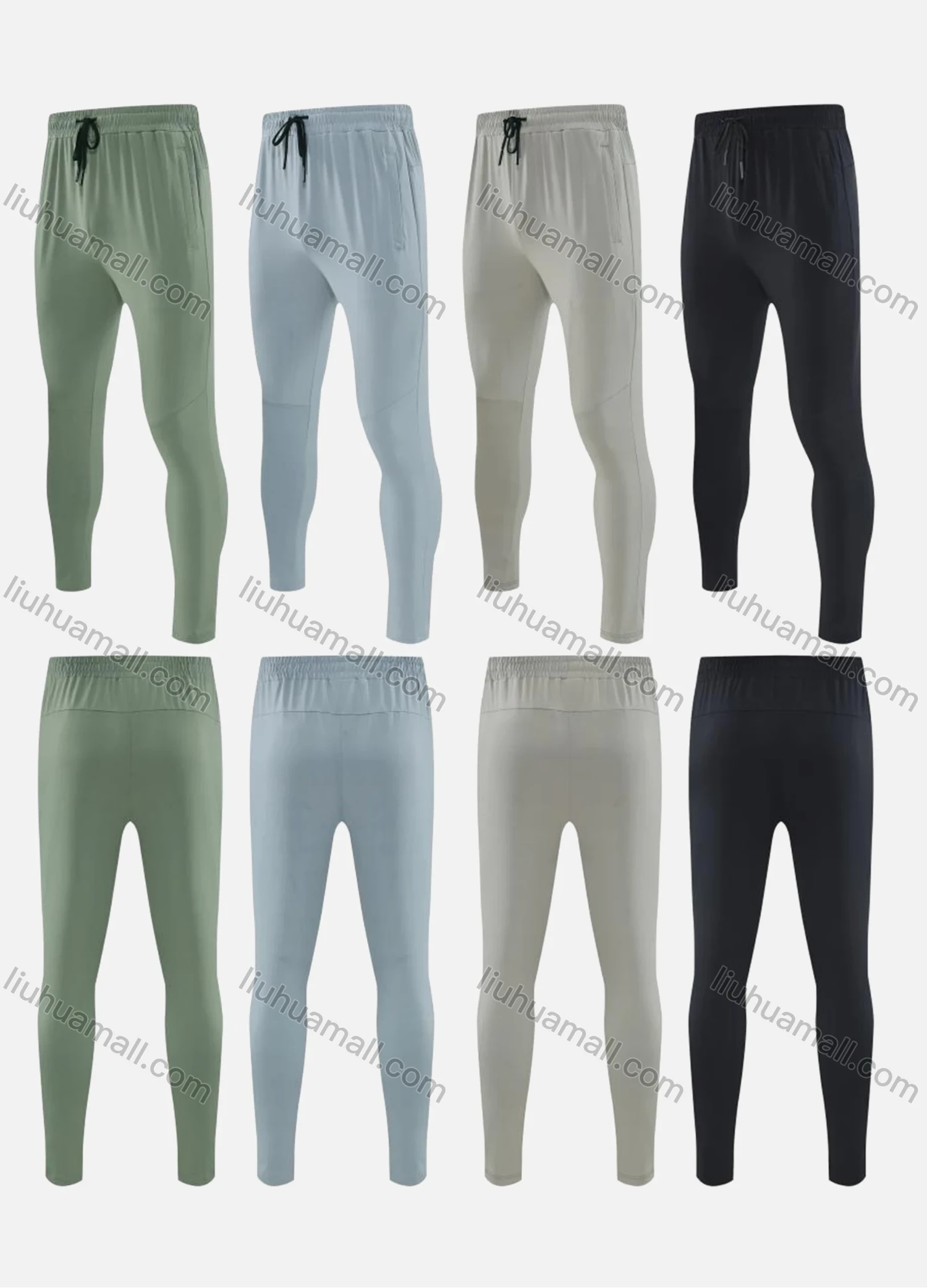 Wholesale Men's Sporty Breathable Elastic Waist Drawstring Slim Fit Sport Skinny Pants MK24510# - Liuhuamall