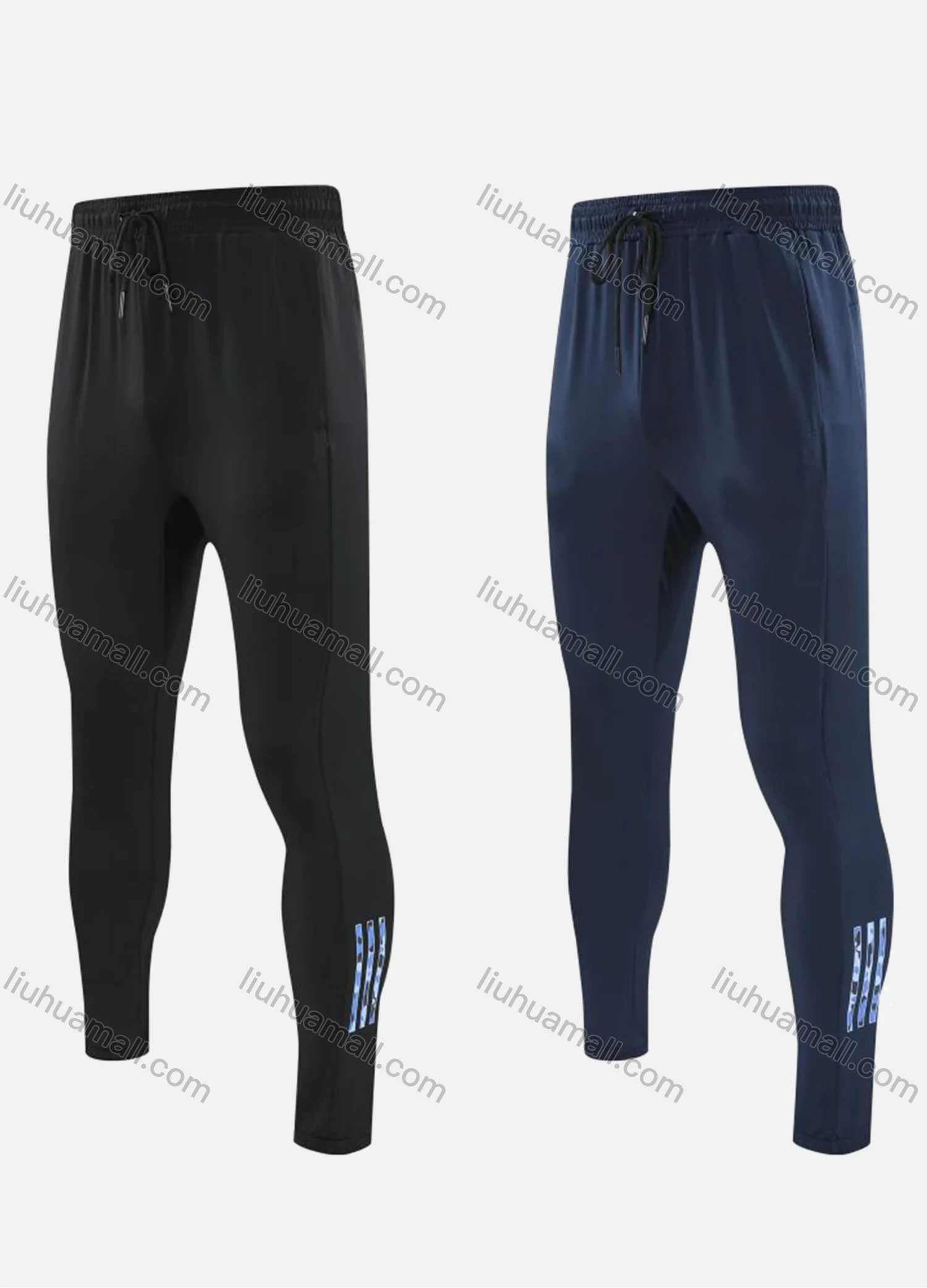 Wholesale Men's Sporty Breathable Elastic Waist Drawstring Slim Fit Sport Skinny Pants MK24512# - Liuhuamall