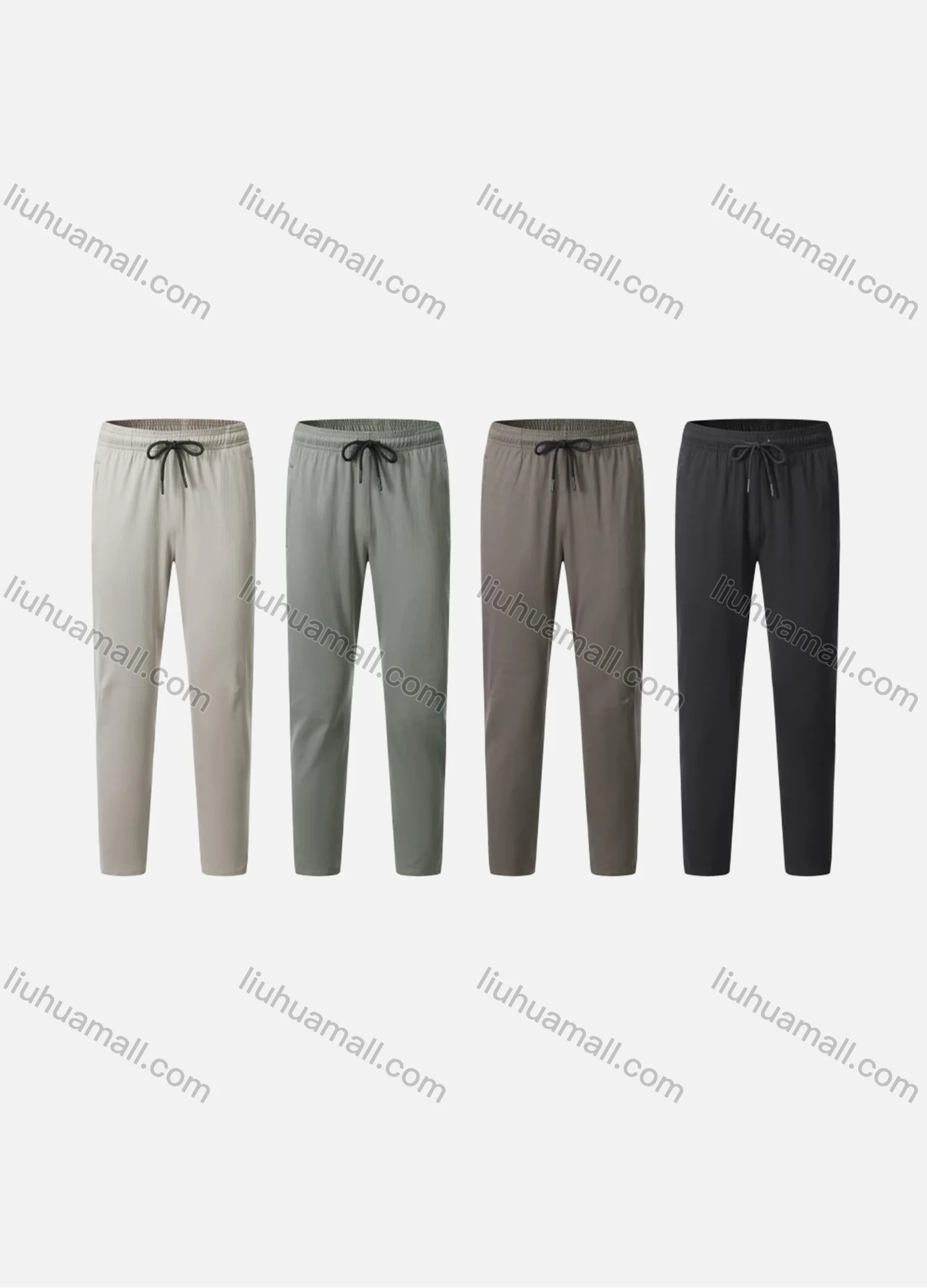 Wholesale Men's Sporty Breathable Elastic Waist Drawstring Slim Fit Sport Skinny Pants MK25503# - Liuhuamall