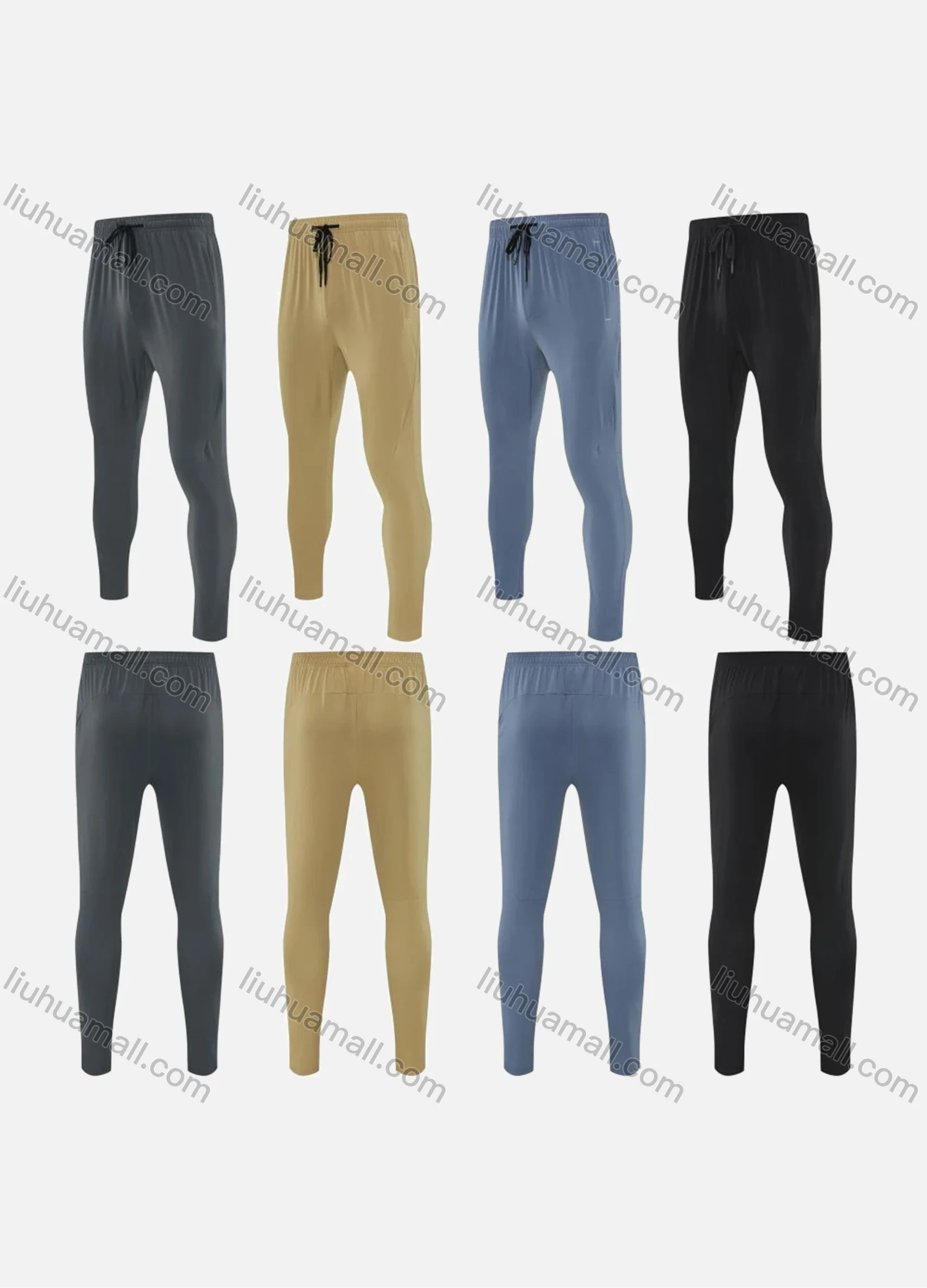Wholesale Men's Sporty Breathable Elastic Waist Drawstring Slim Fit Sport Skinny Pants MK25507# - Liuhuamall