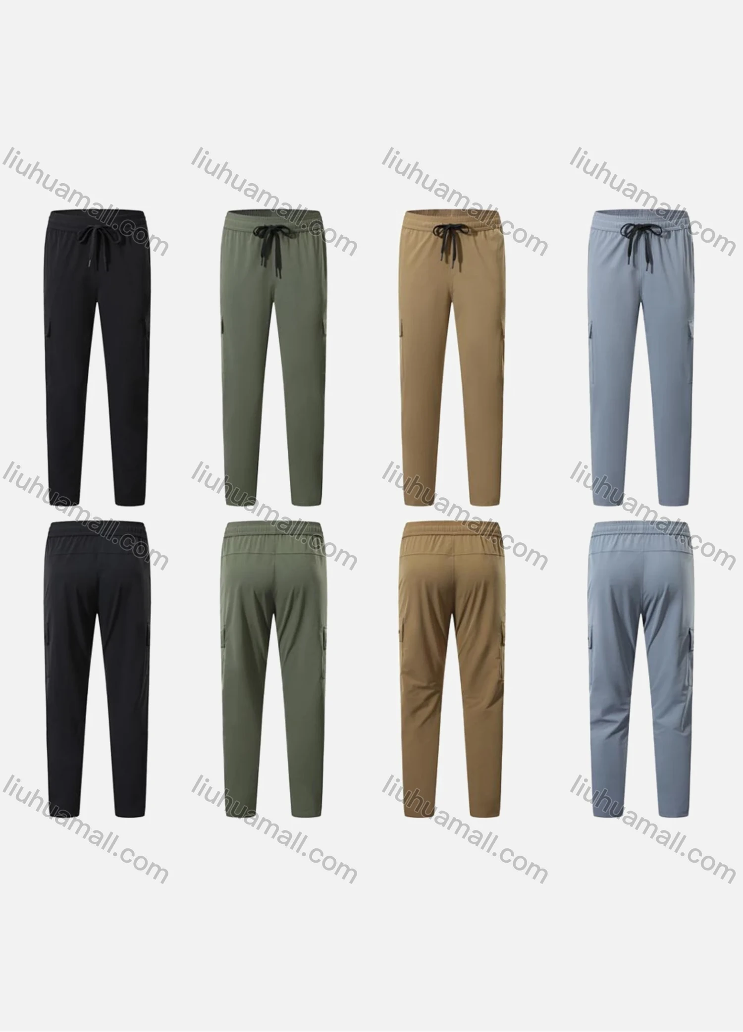 Wholesale Men's Sporty Breathable Elastic Waist Drawstring Slim Fit Sport Skinny Pants MK25518# - Liuhuamall