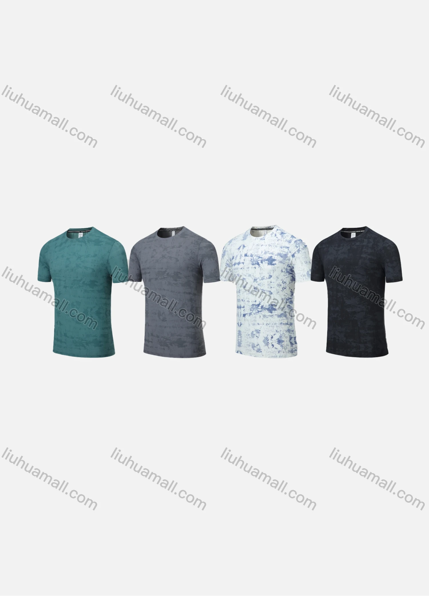 Wholesale Men's Sporty Round Neck Short Sleeve Ink Splash Quick Dry High Stretch Sport T-shirt MT21407# - Liuhuamall