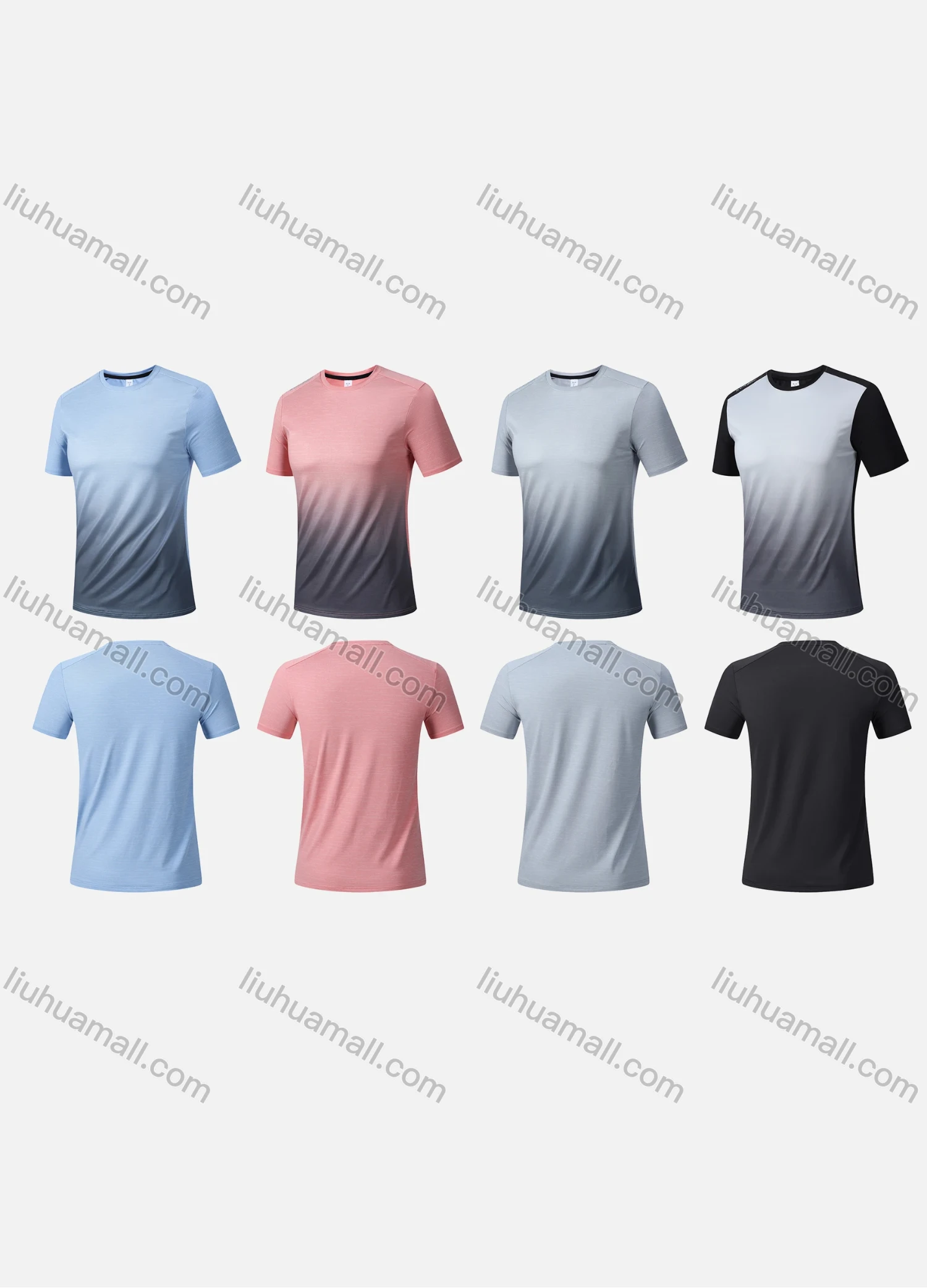 Wholesale Men's Sporty Round Neck Short Sleeve Ombre Quick Dry High Stretch Sport T-shirt MT25117# - Liuhuamall