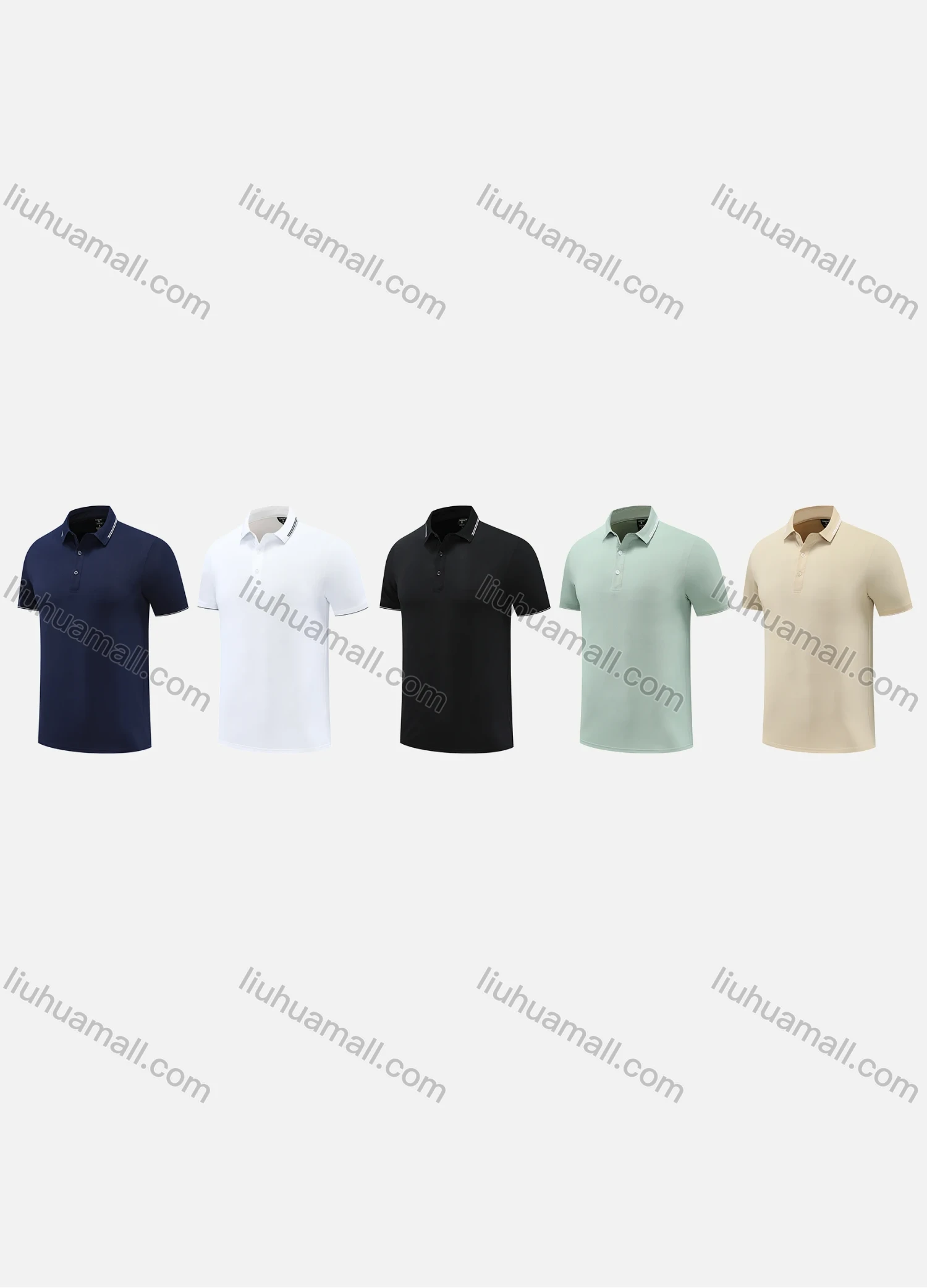 Wholesale Men's Sporty Round Neck Short Sleeve Quick Dry High Stretch Sport Polo Shirt PMT24802# - Liuhuamall