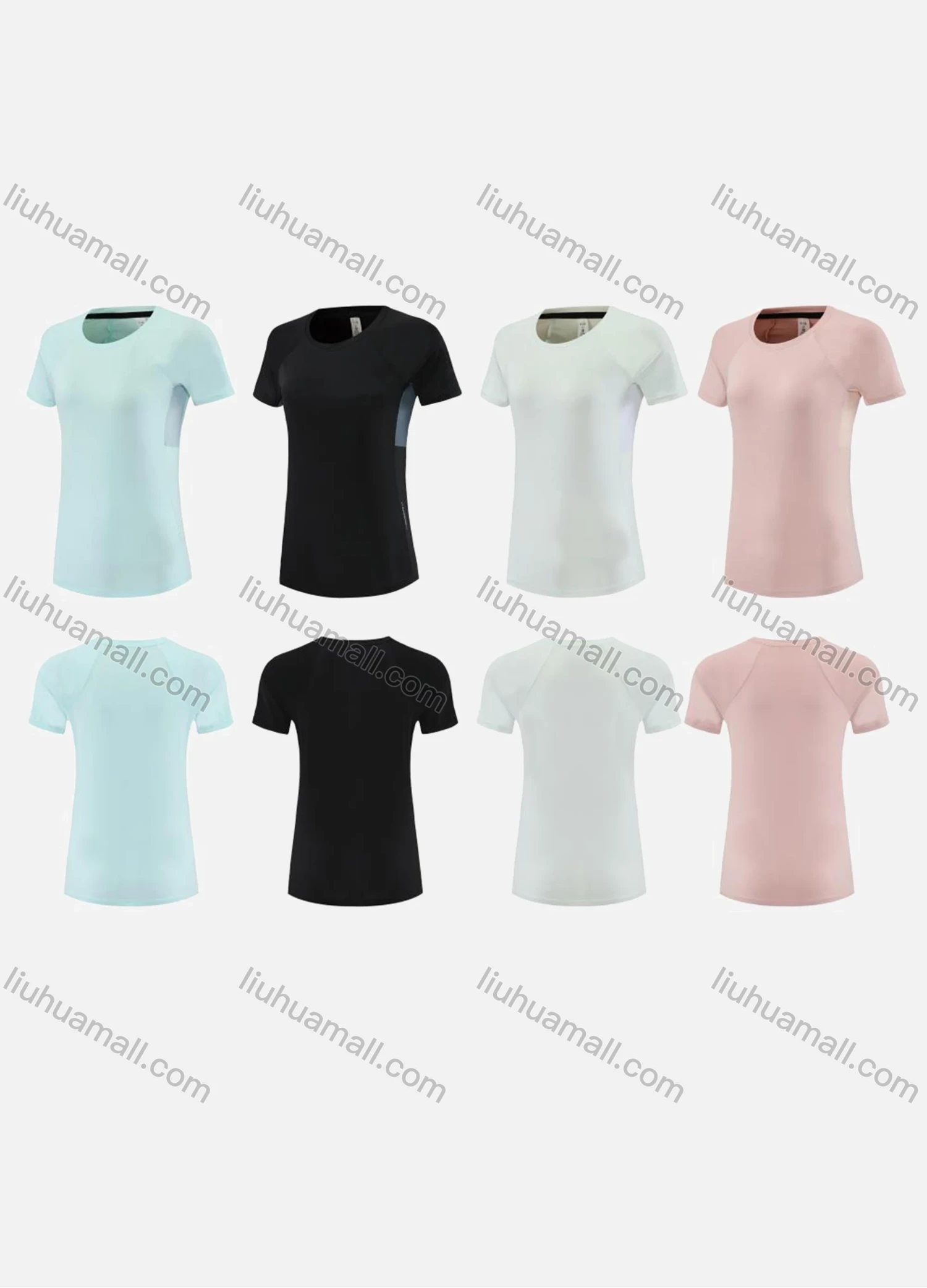 Wholesale Women's Sporty Round Neck Short Sleeve Quick Dry High Stretch Sport T-shirt WT25203# - Liuhuamall