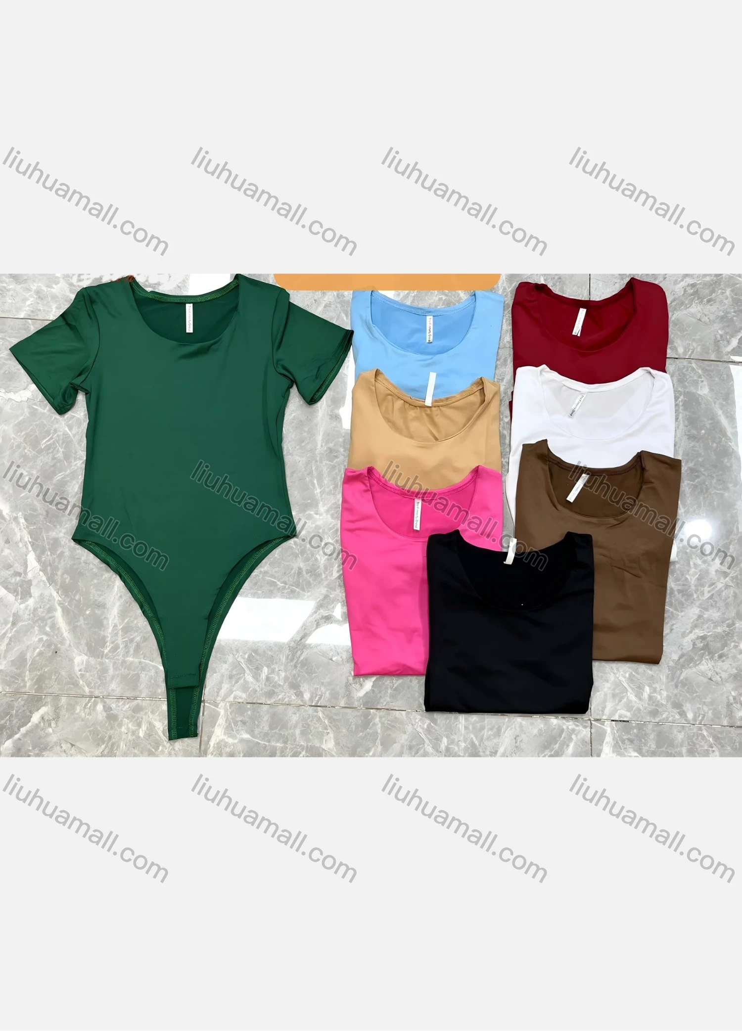 Wholesale Women's Basics Milk Silk Crew Neck Unisize Plain Short Sleeve Bodysuit 10445# - Liuhuamall