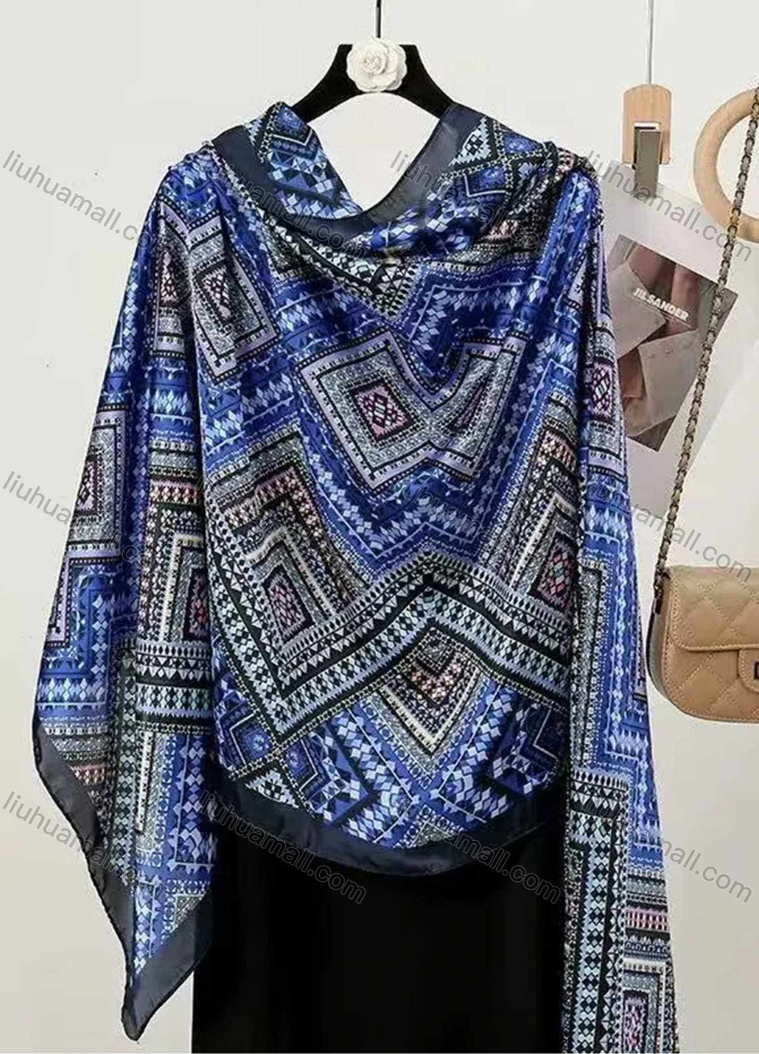 Wholesale Custom Design Chiffon Silk Scarf for Women Shawls Wraps Long Hijabs Luxury Brand Floral Printed Scarf - Liuhuamall