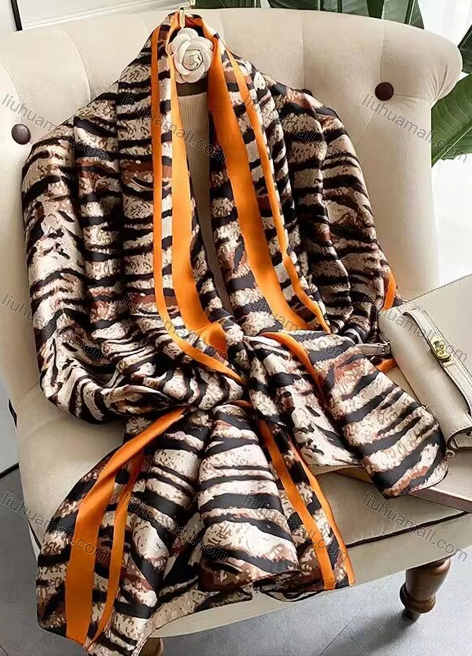 Wholesale Custom Design Chiffon Silk Scarf for Women Shawls Wraps Long Hijabs Luxury Brand Floral Printed Scarf - Liuhuamall