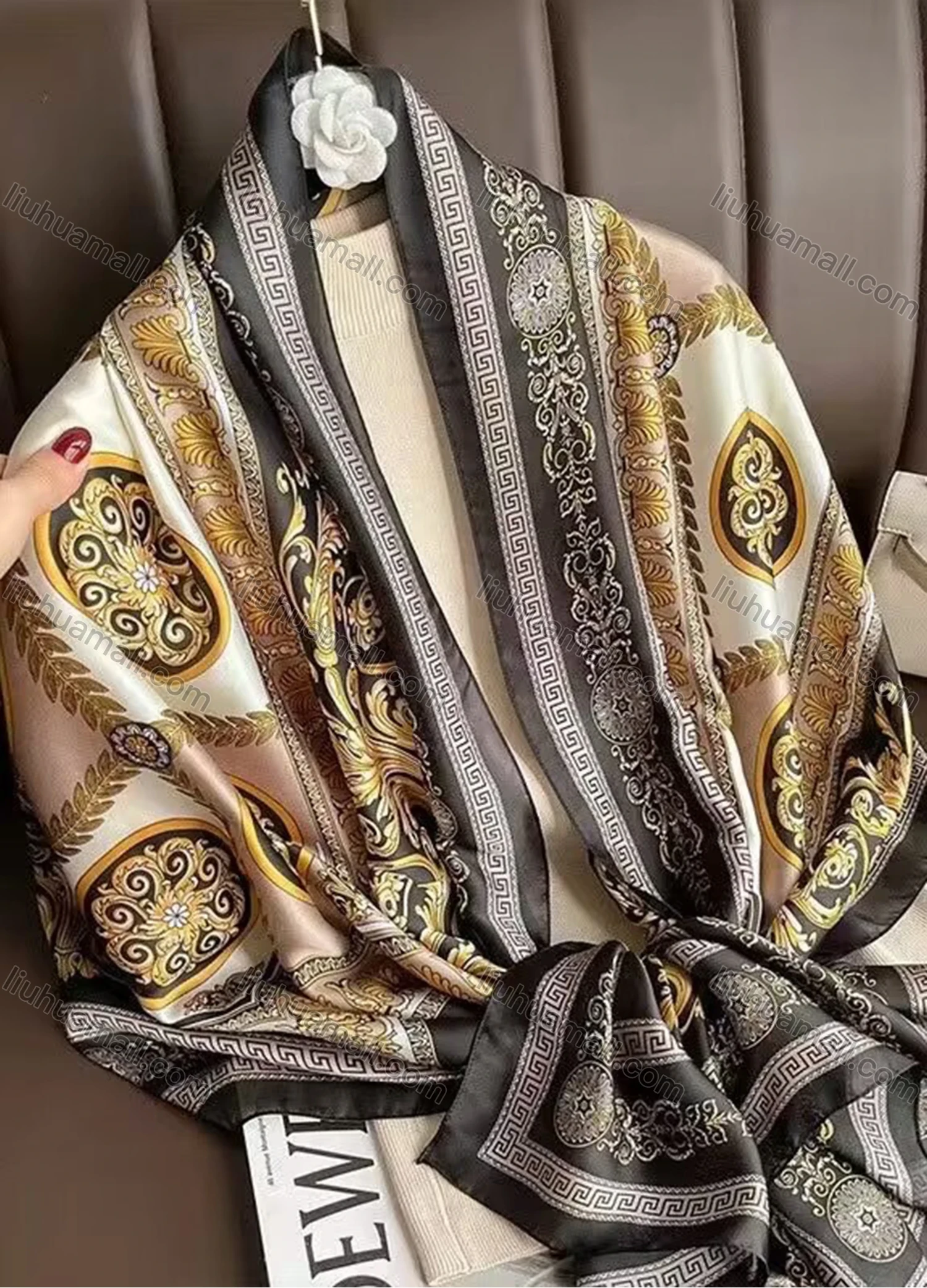 Wholesale Custom Design Chiffon Silk Scarf for Women Shawls Wraps Long Hijabs Luxury Brand Floral Printed Scarf - Liuhuamall