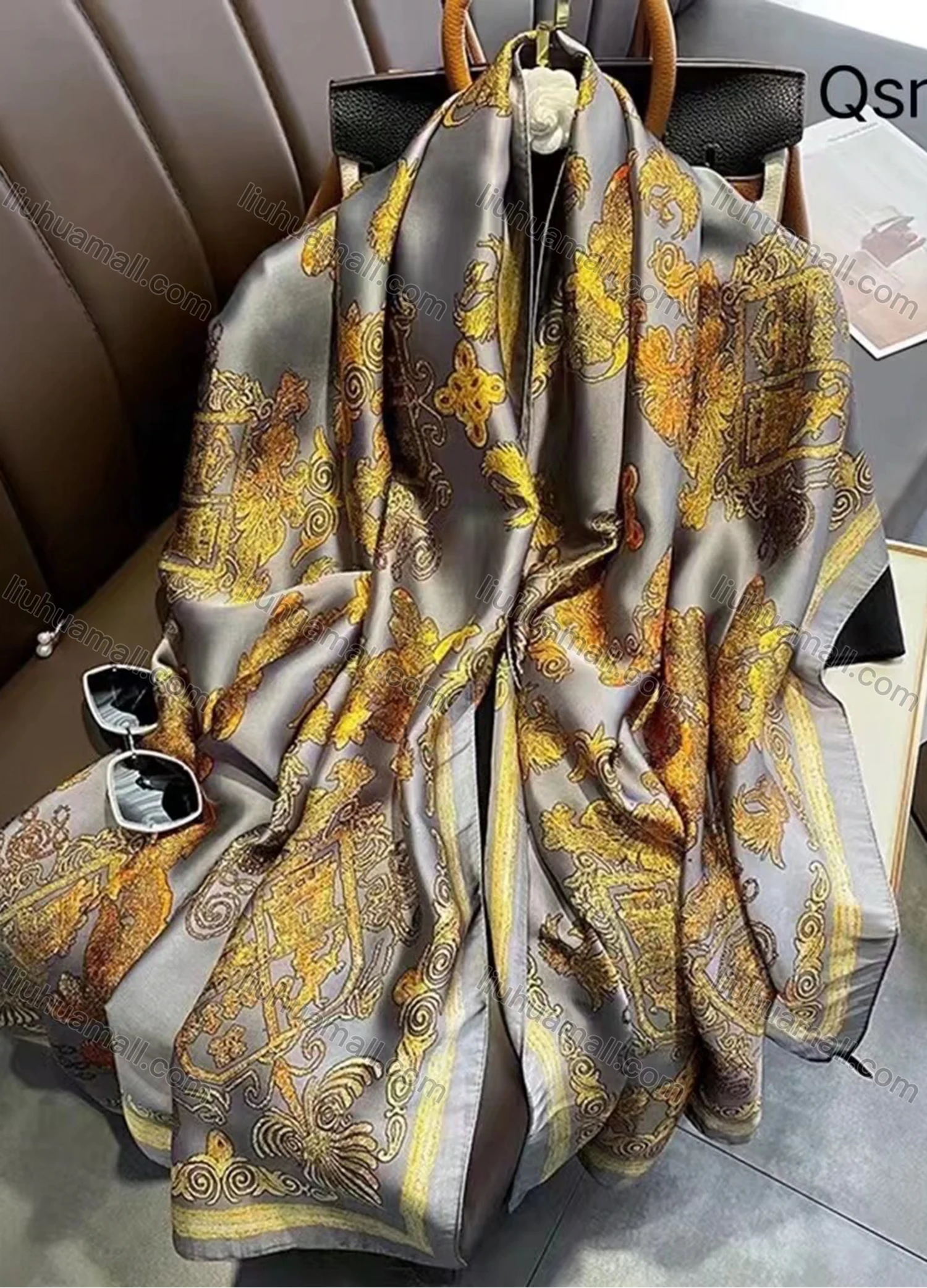 Wholesale Custom Design Chiffon Silk Scarf for Women Shawls Wraps Long Hijabs Luxury Brand Floral Printed Scarf - Liuhuamall