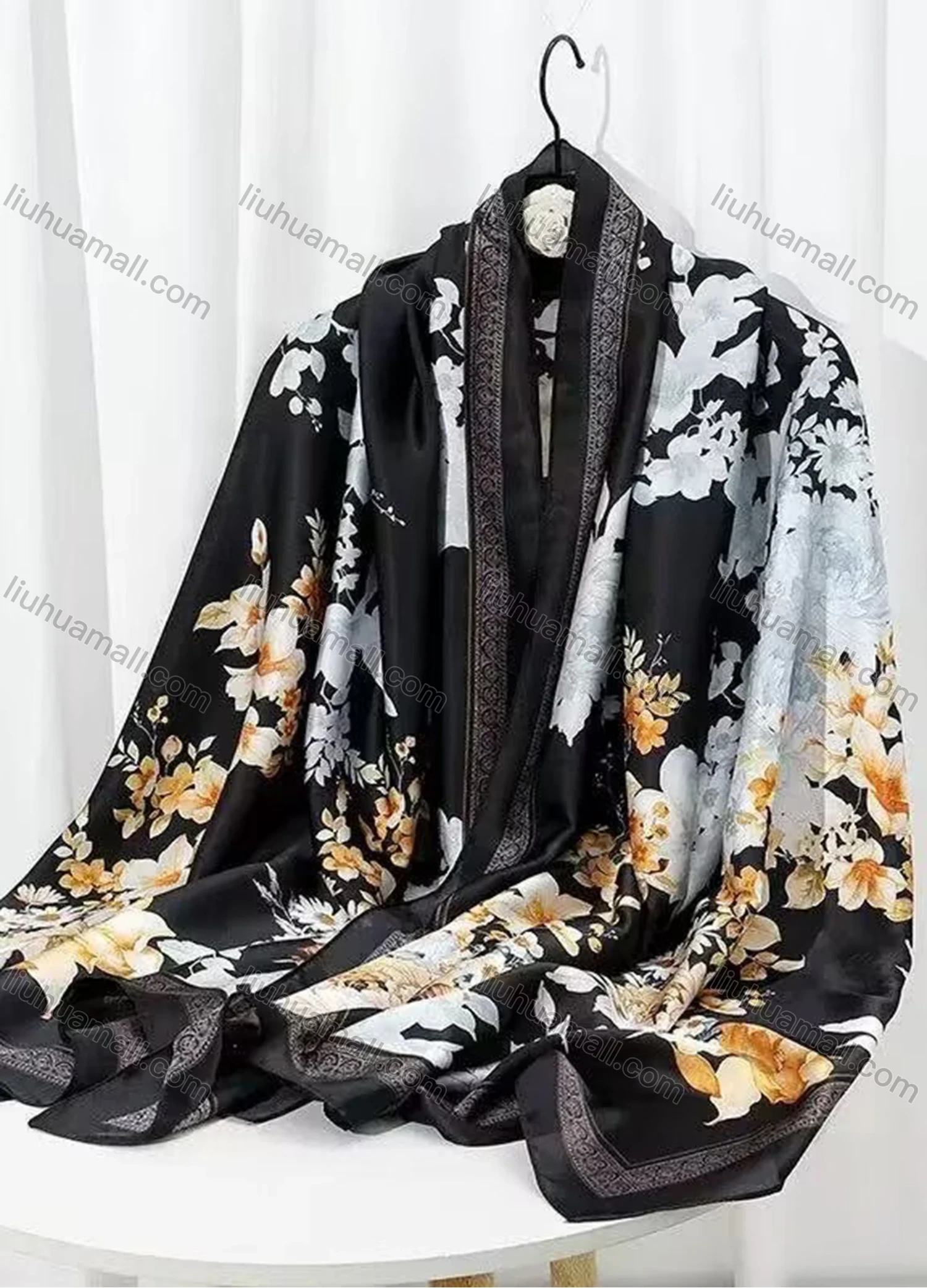 Wholesale Custom Design Chiffon Silk Scarf for Women Shawls Wraps Long Hijabs Luxury Brand Floral Printed Scarf - Liuhuamall