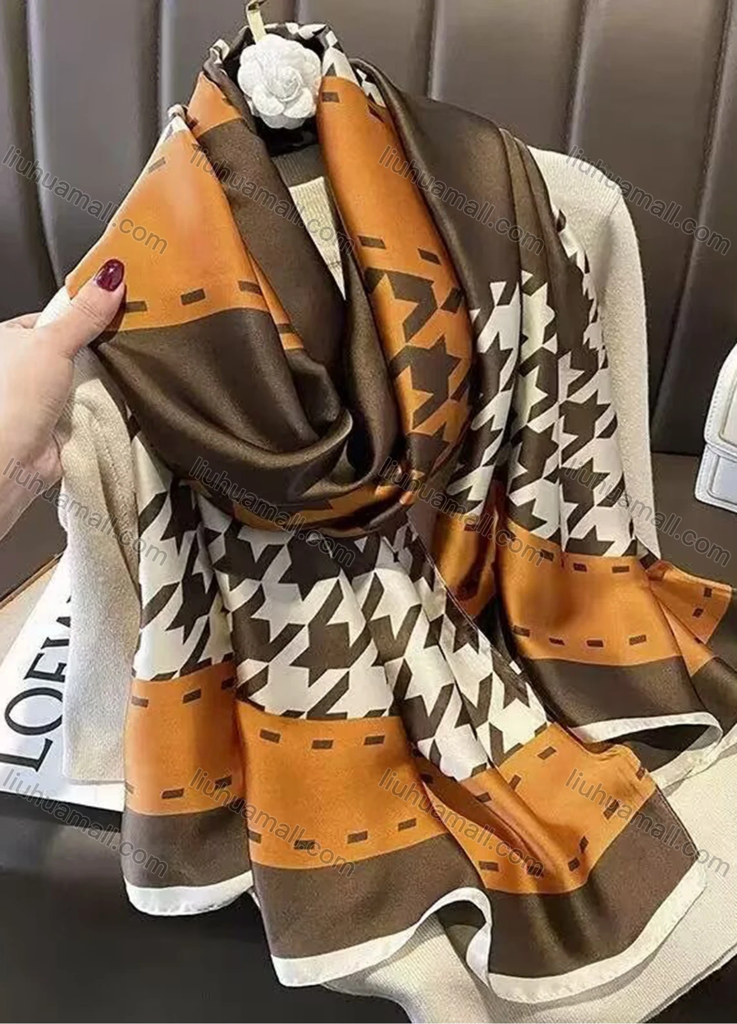 Wholesale Custom Design Chiffon Silk Scarf for Women Shawls Wraps Long Hijabs Luxury Brand Floral Printed Scarf - Liuhuamall