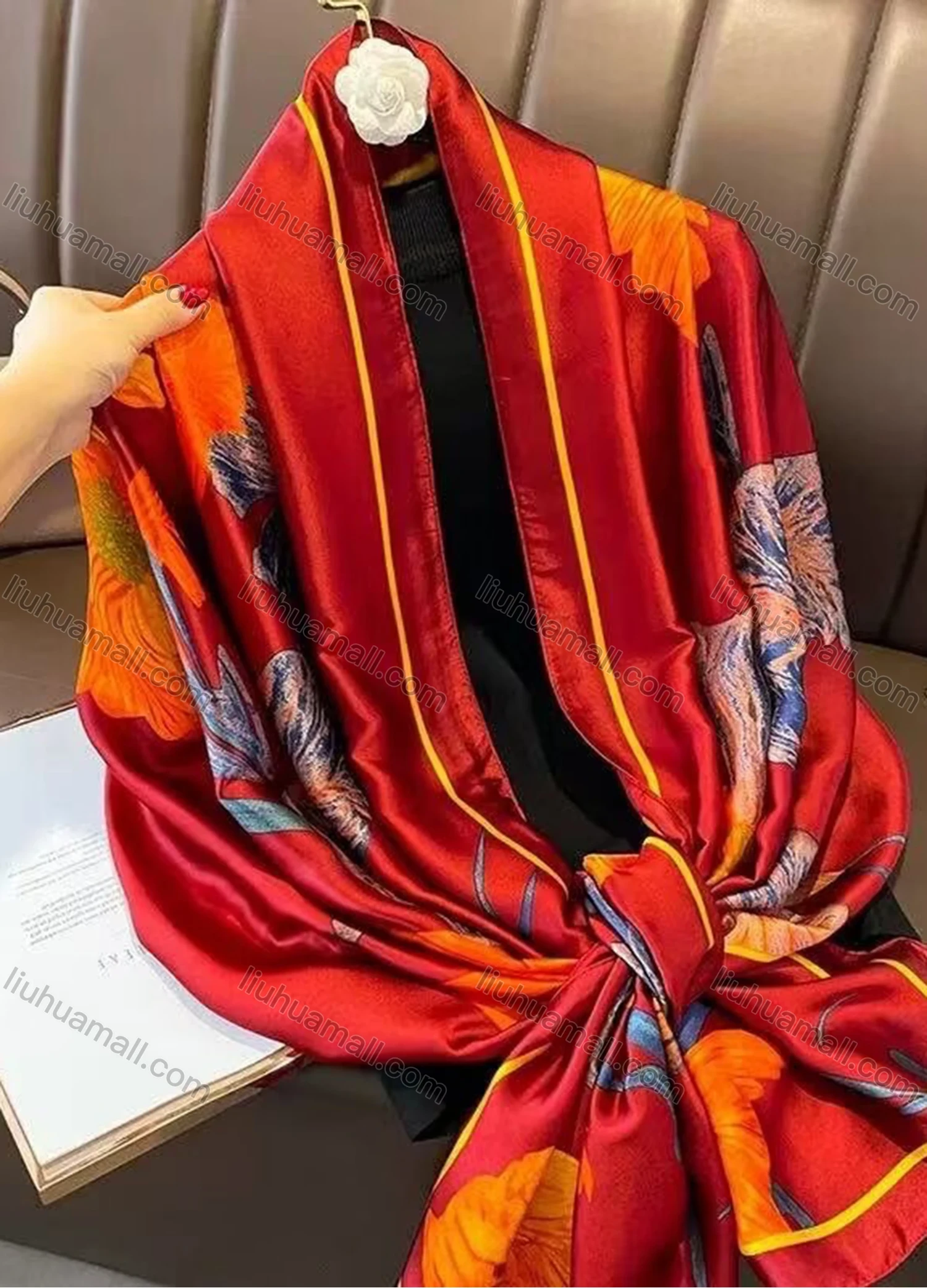 Wholesale Custom Design Chiffon Silk Scarf for Women Shawls Wraps Long Hijabs Luxury Brand Floral Printed Scarf - Liuhuamall