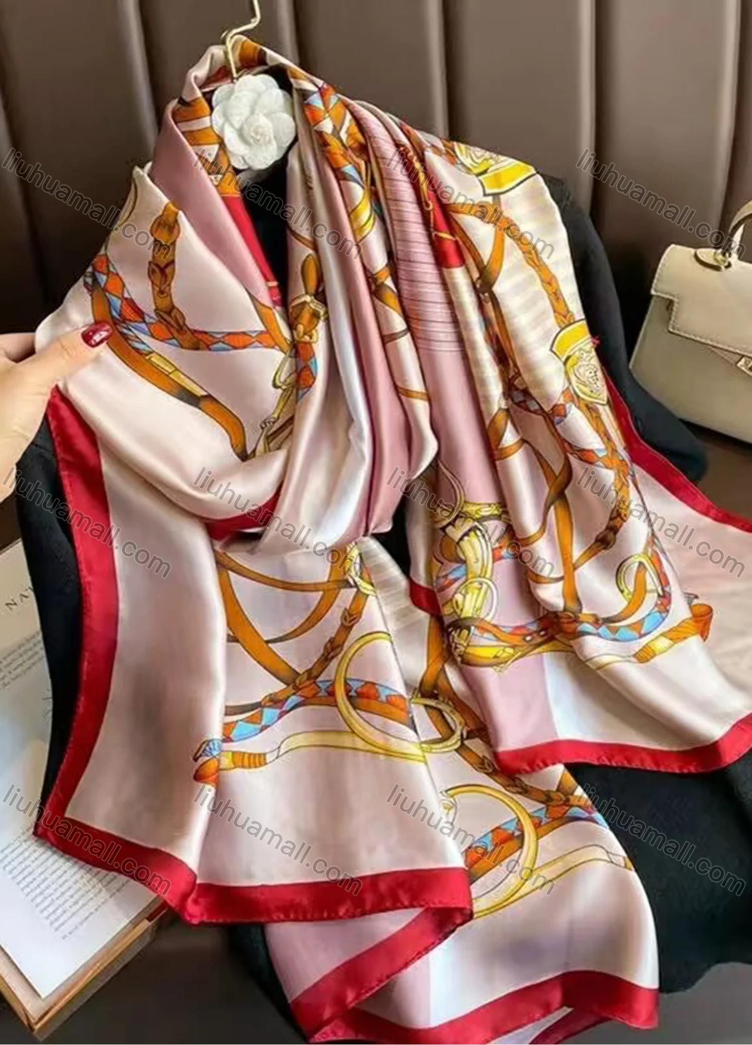 Wholesale Custom Design Chiffon Silk Scarf for Women Shawls Wraps Long Hijabs Luxury Brand Floral Printed Scarf - Liuhuamall