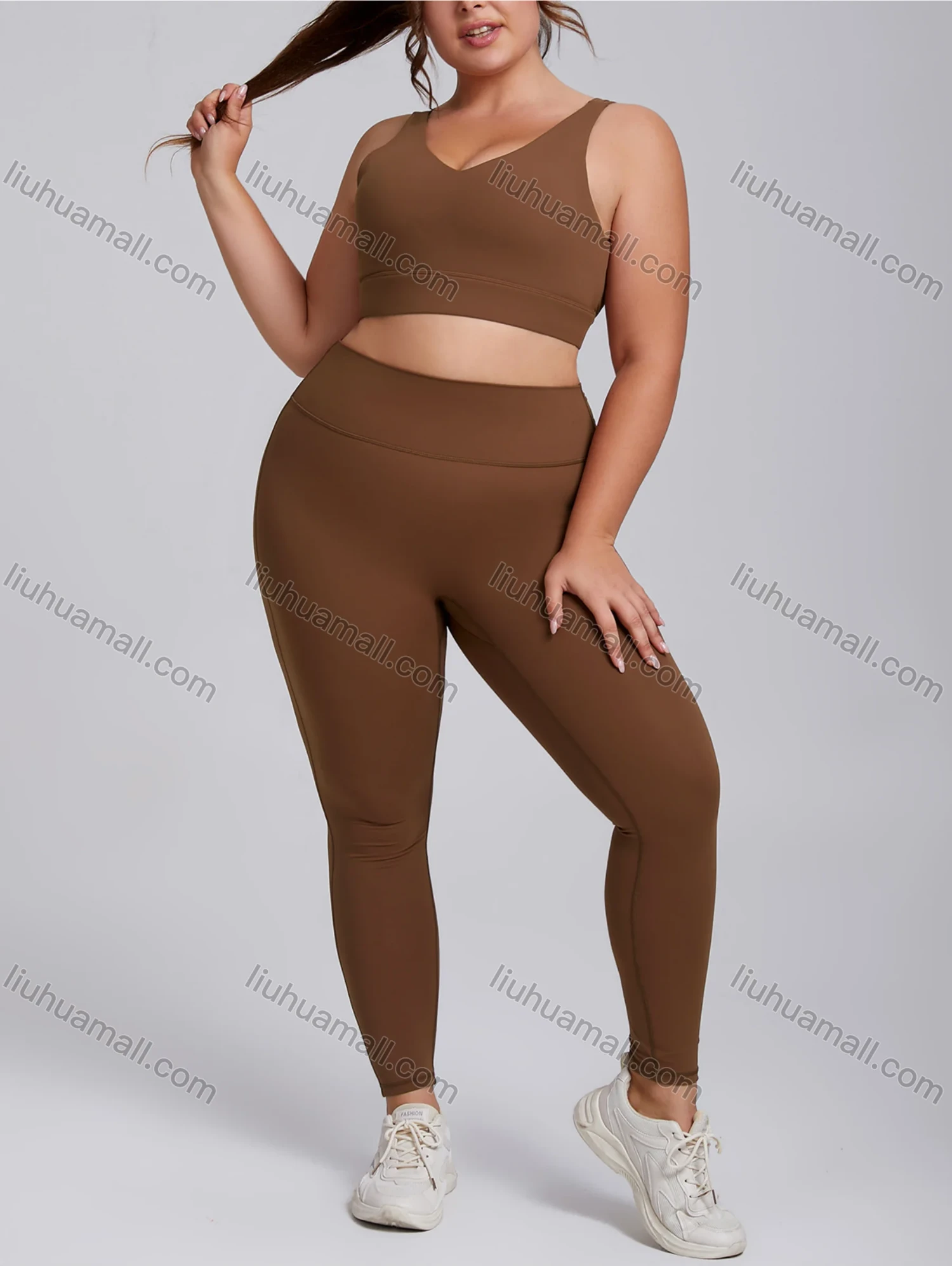 Wholesale Women's Plus Size Yoga Wear Elastic Quick-Drying Running & Fitness Wear Outdoor Training Sortswear Set - Liuhuamall