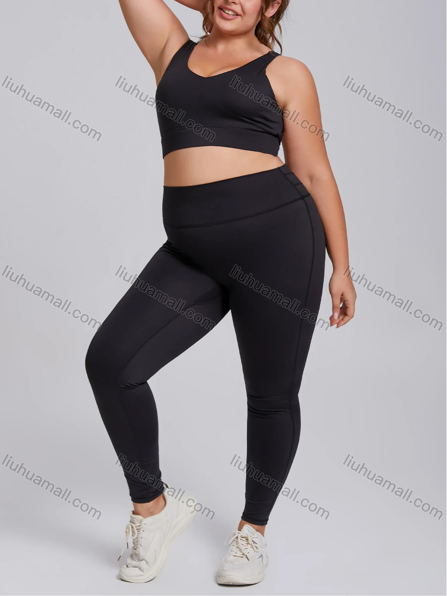 Wholesale Women's Plus Size Yoga Wear Elastic Quick-Drying Running & Fitness Wear Outdoor Training Sortswear Set - Liuhuamall